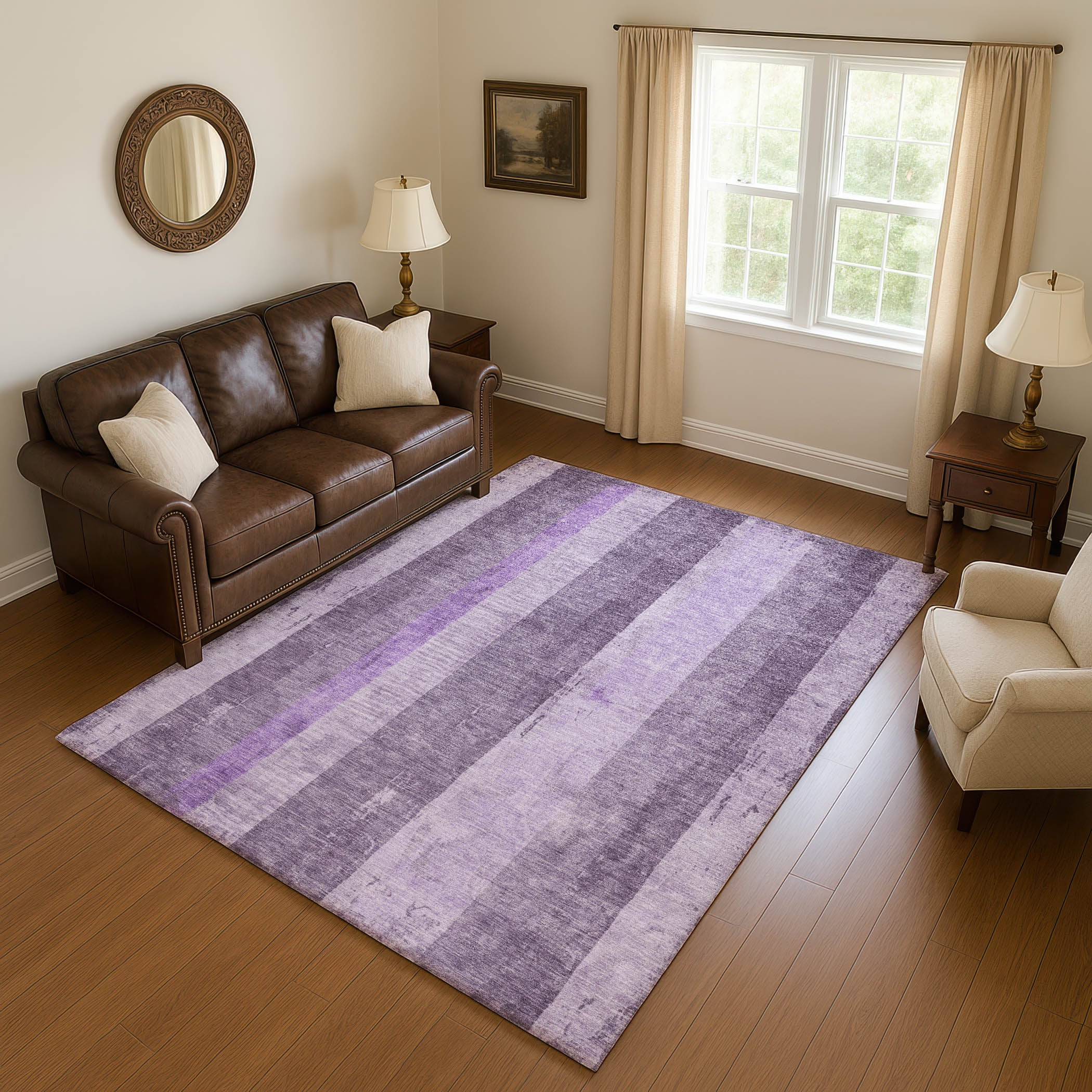Antigua Machine Washable Transitional Purple Rug 2'6" x 3'10" #shape_Rectangle