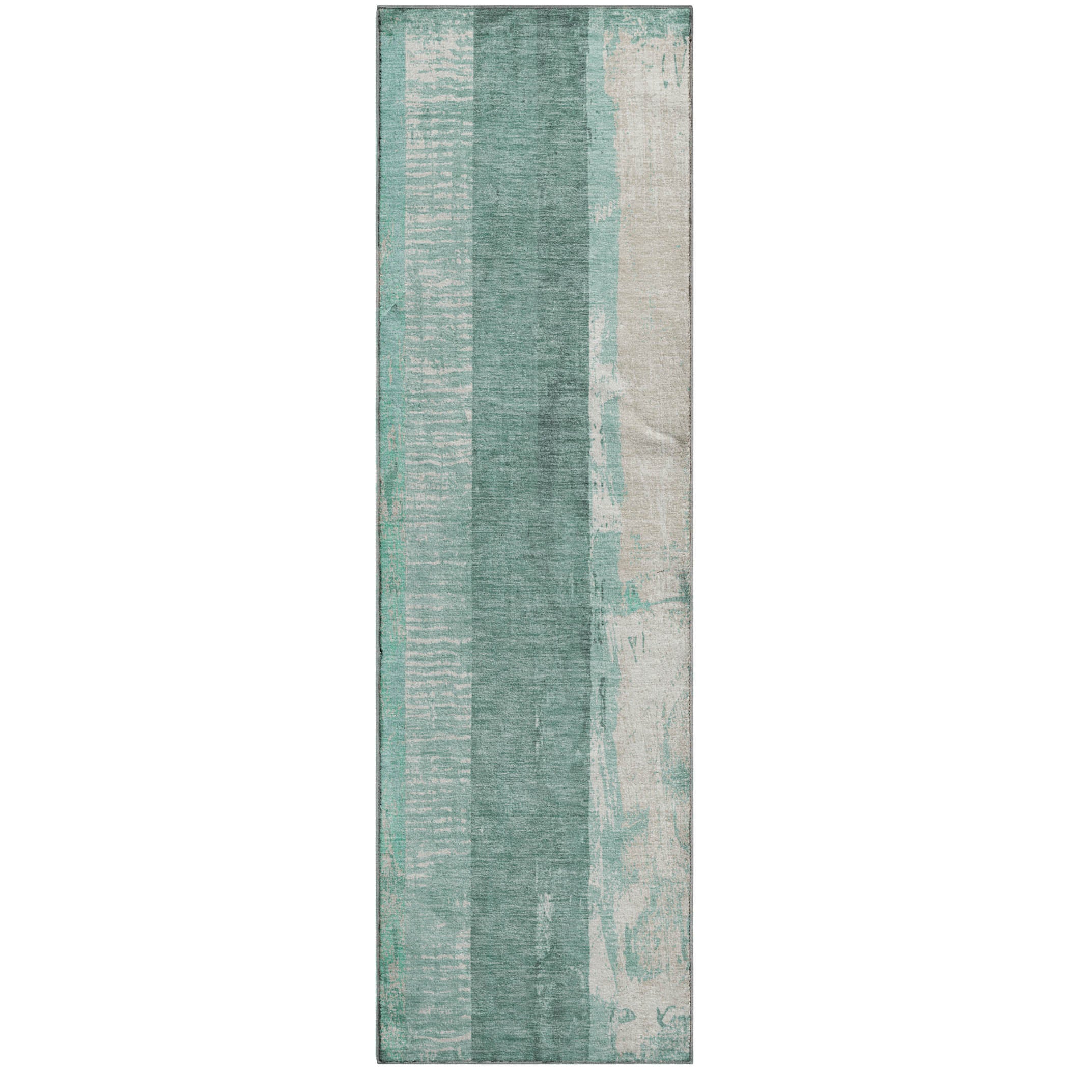 Antigua Machine Washable Transitional Seafoam Blue Rug 2'3" x 7'6" #shape_Runner