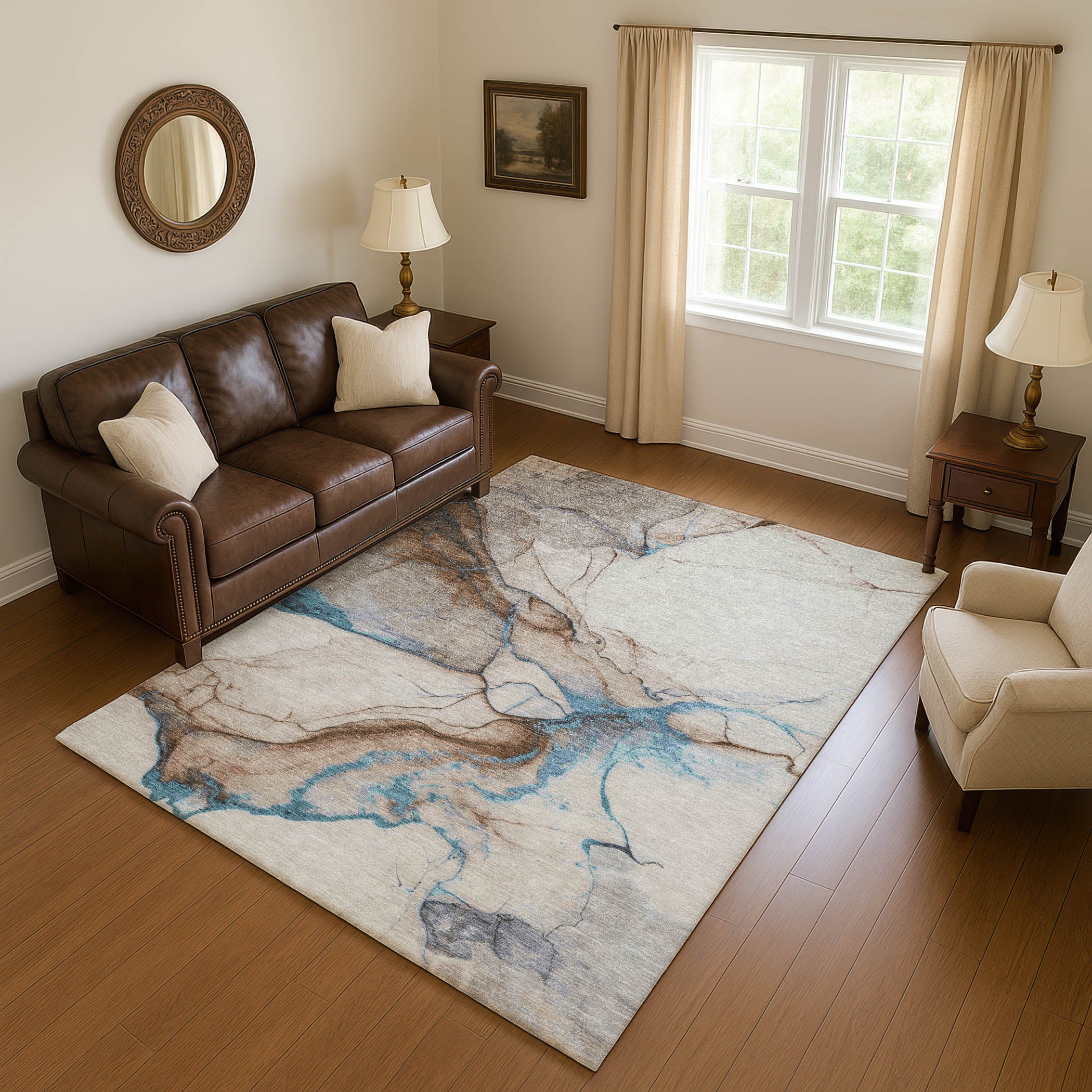 Bruges Machine Washable Transitional Beige Brown Rug 2'6" x 3'10" #shape_Rectangle