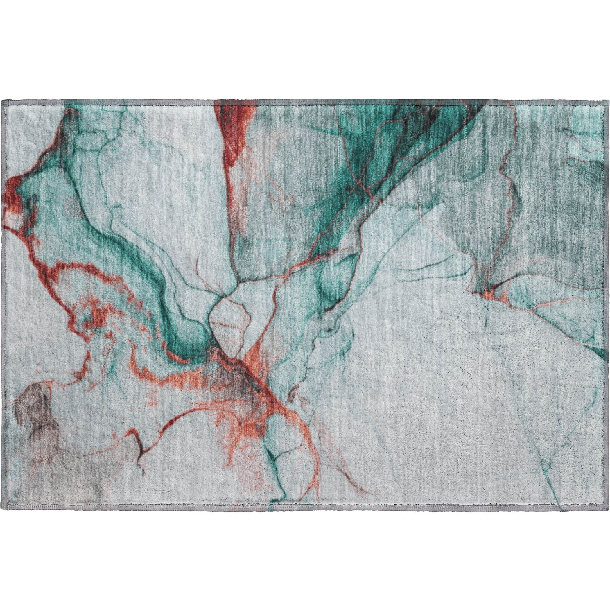 Bruges Machine Washable Transitional Teal Rug 1'8" x 2'6" #shape_Rectangle