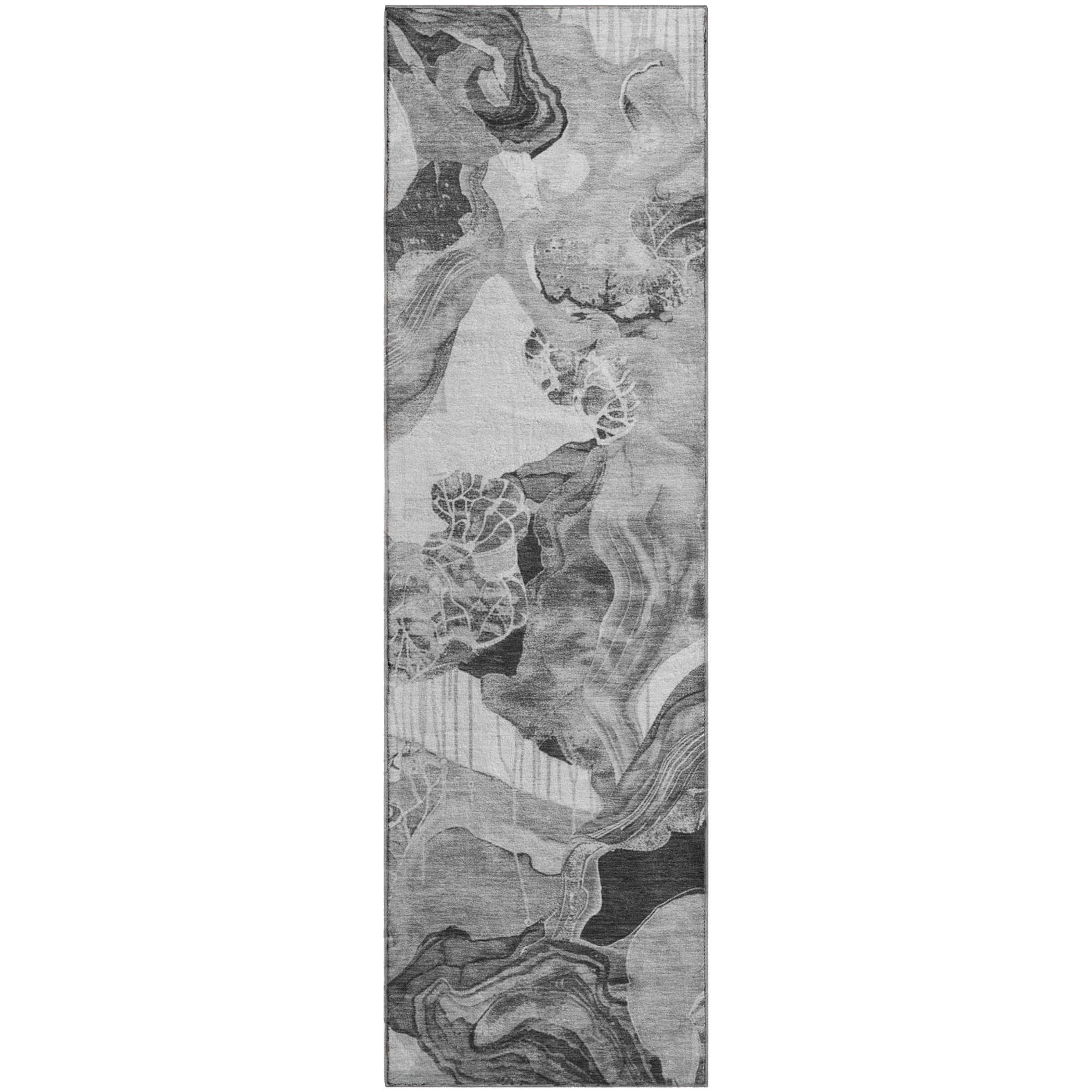 Rome Machine Washable Transitional Gray Rug 2'3" x 7'6" #shape_Runner