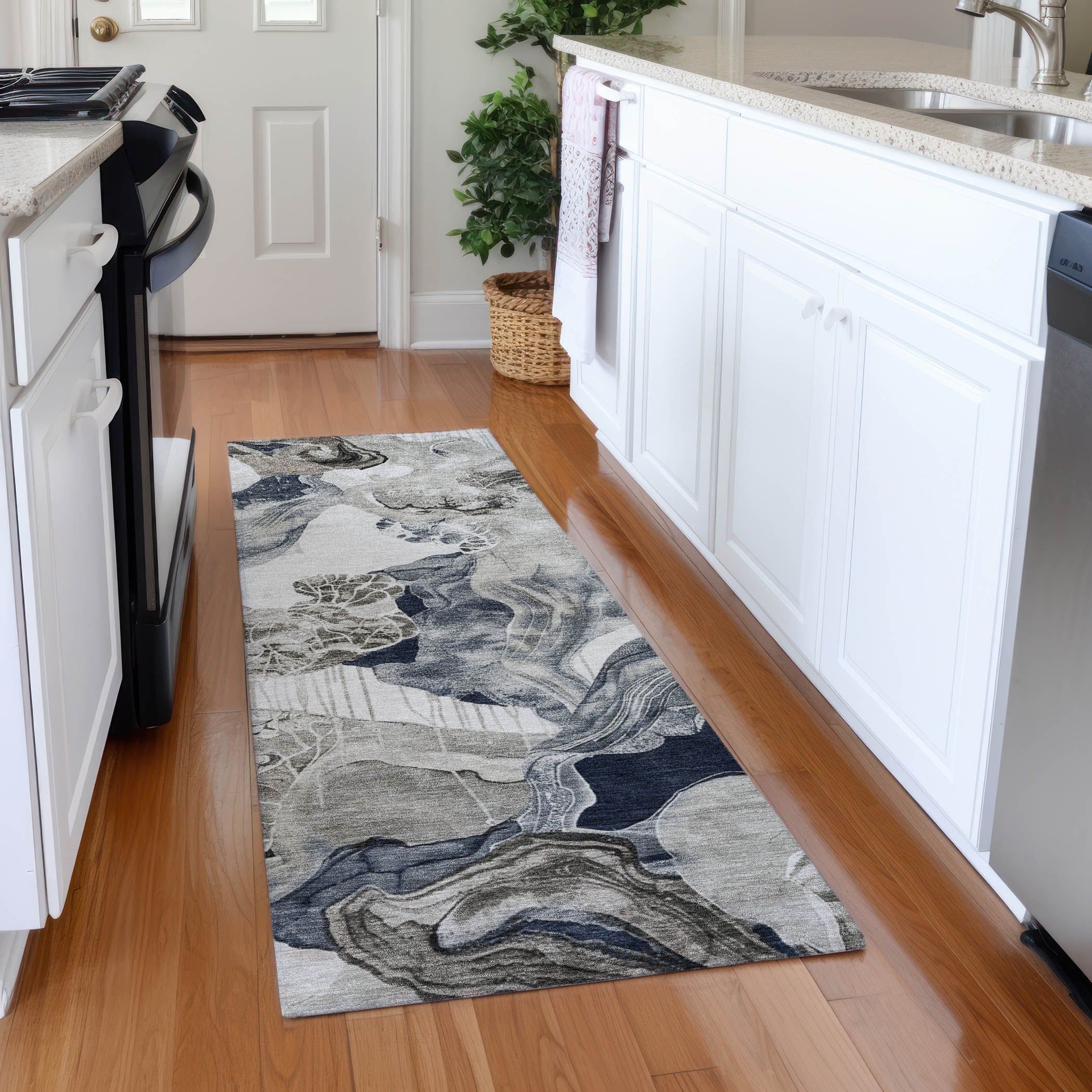 Rome Machine Washable Transitional Ivory Rug 2'3" x 7'6" #shape_Runner