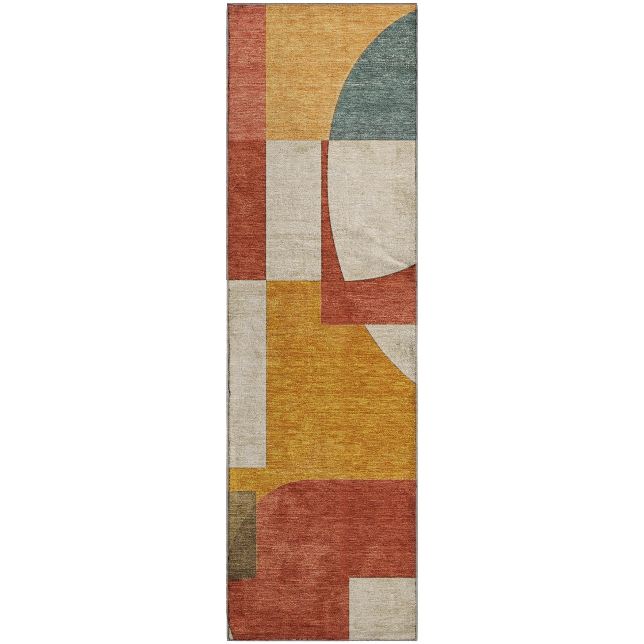 Queenstown Machine Washable Transitional Coral Orange Rug 2'3" x 7'6" #shape_Runner