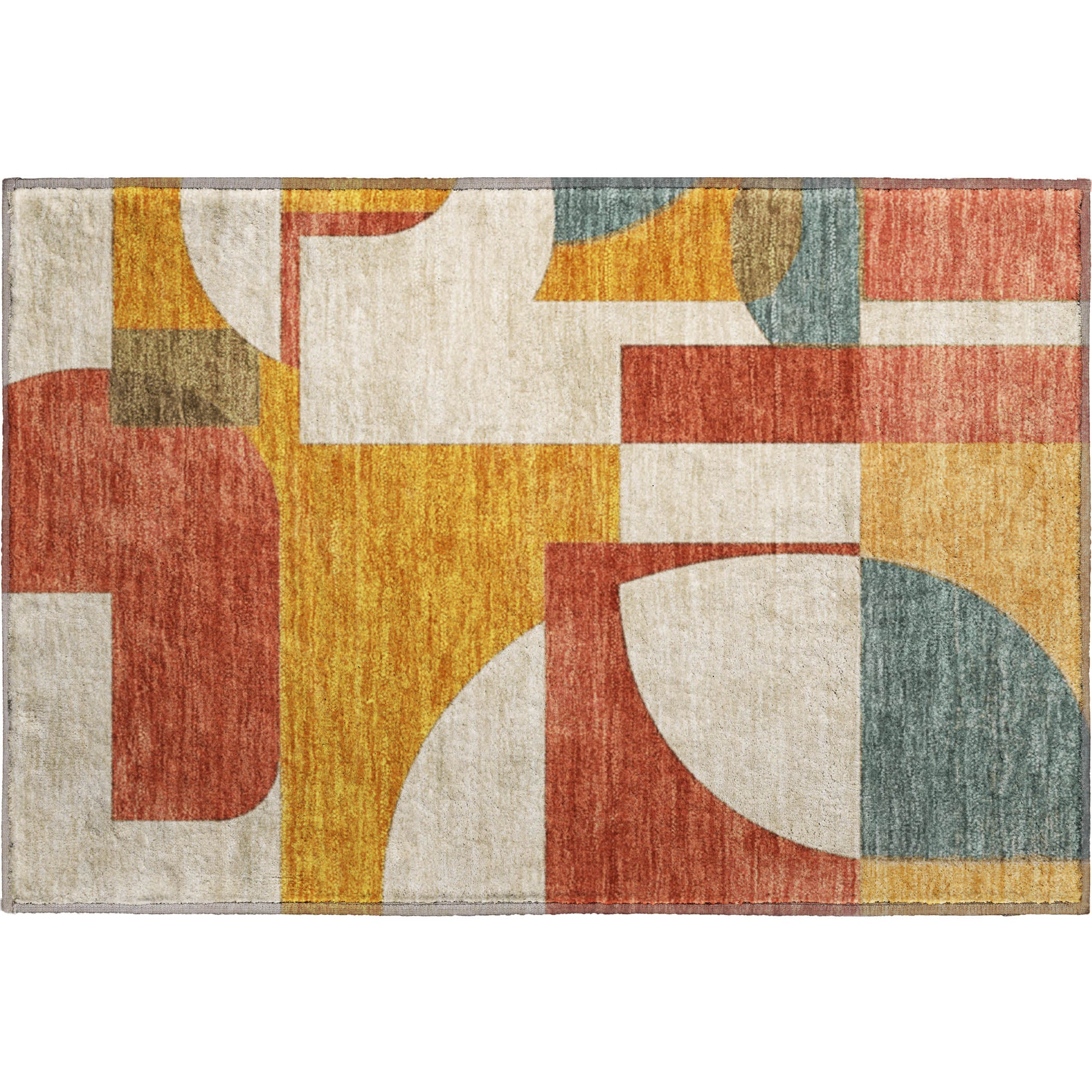 Queenstown Machine Washable Transitional Coral Orange Rug 1'8" x 2'6" #shape_Rectangle