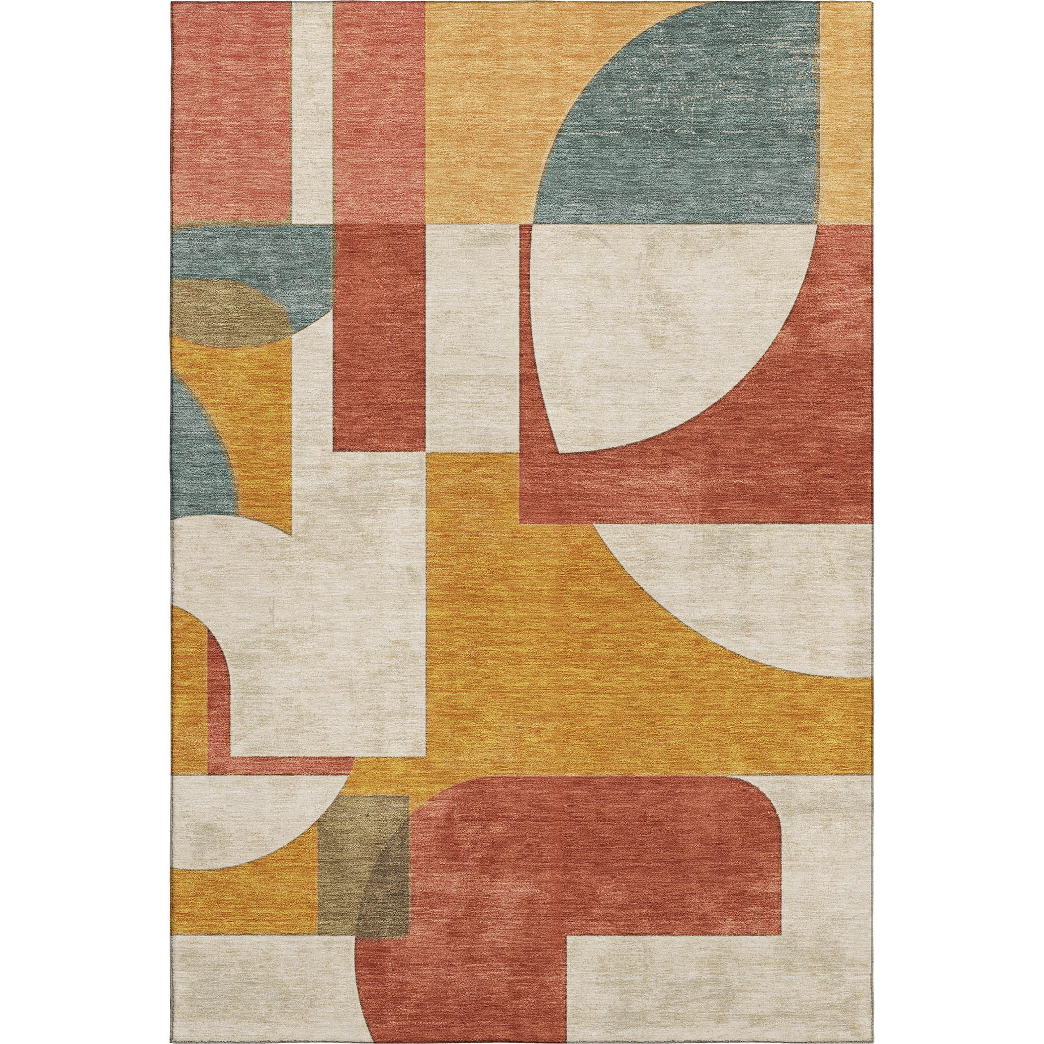 Queenstown Machine Washable Transitional Coral Orange Rug 2'6" x 3'10" #shape_Rectangle