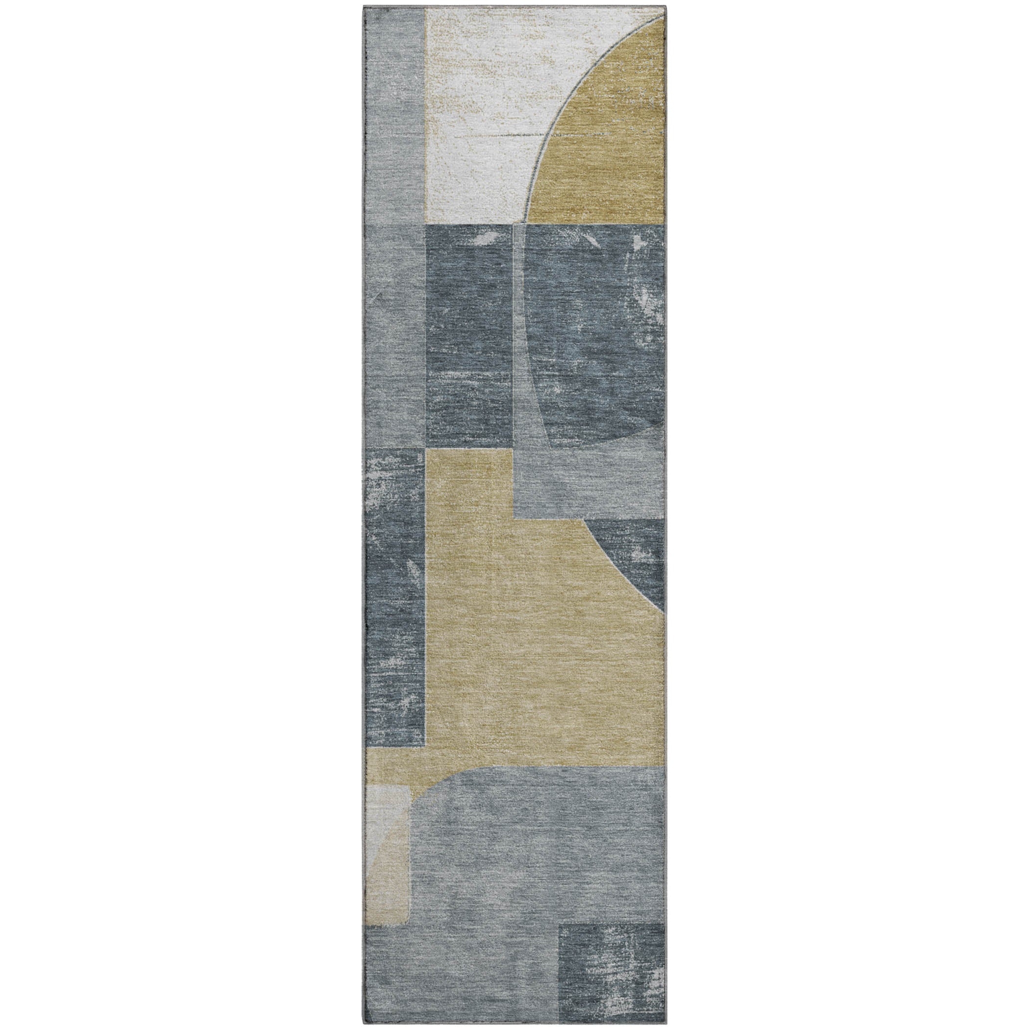 Queenstown Machine Washable Transitional Gray Rug 2'3" x 7'6" #shape_Runner