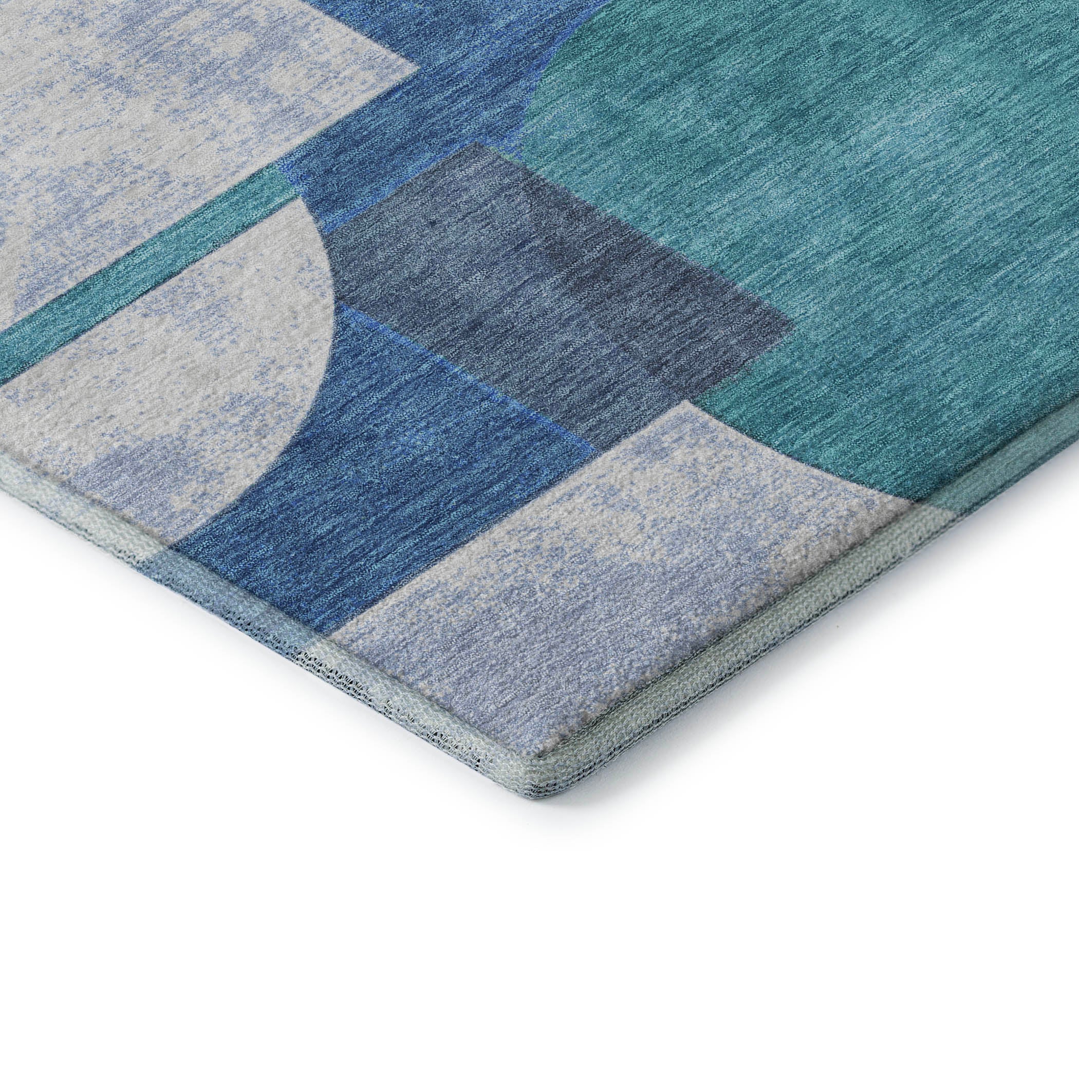 Queenstown Machine Washable Transitional Teal Rug 1'8" x 2'6" #shape_Rectangle