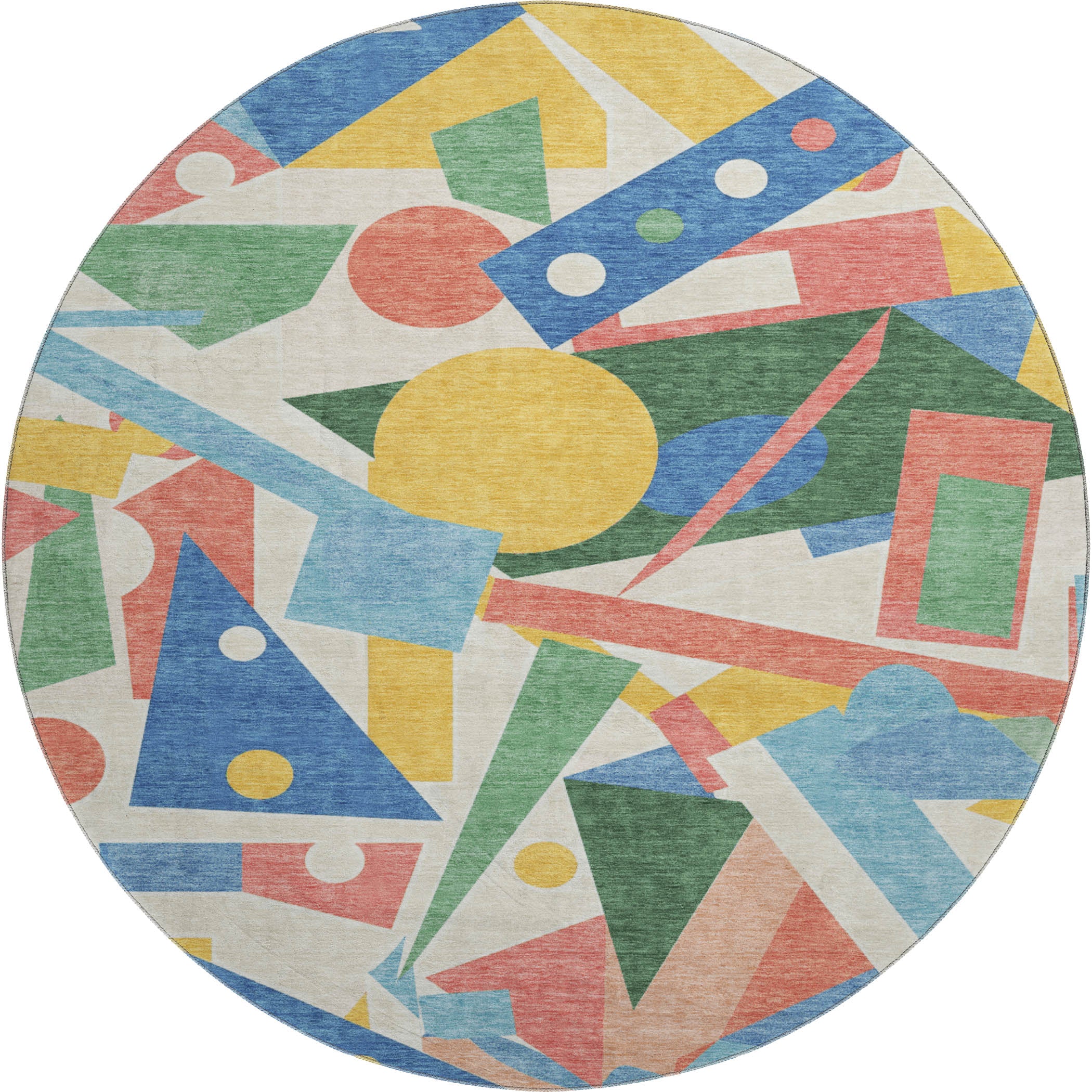 Seville Machine Washable Transitional Blue Rug 8' x 8' #shape_Round