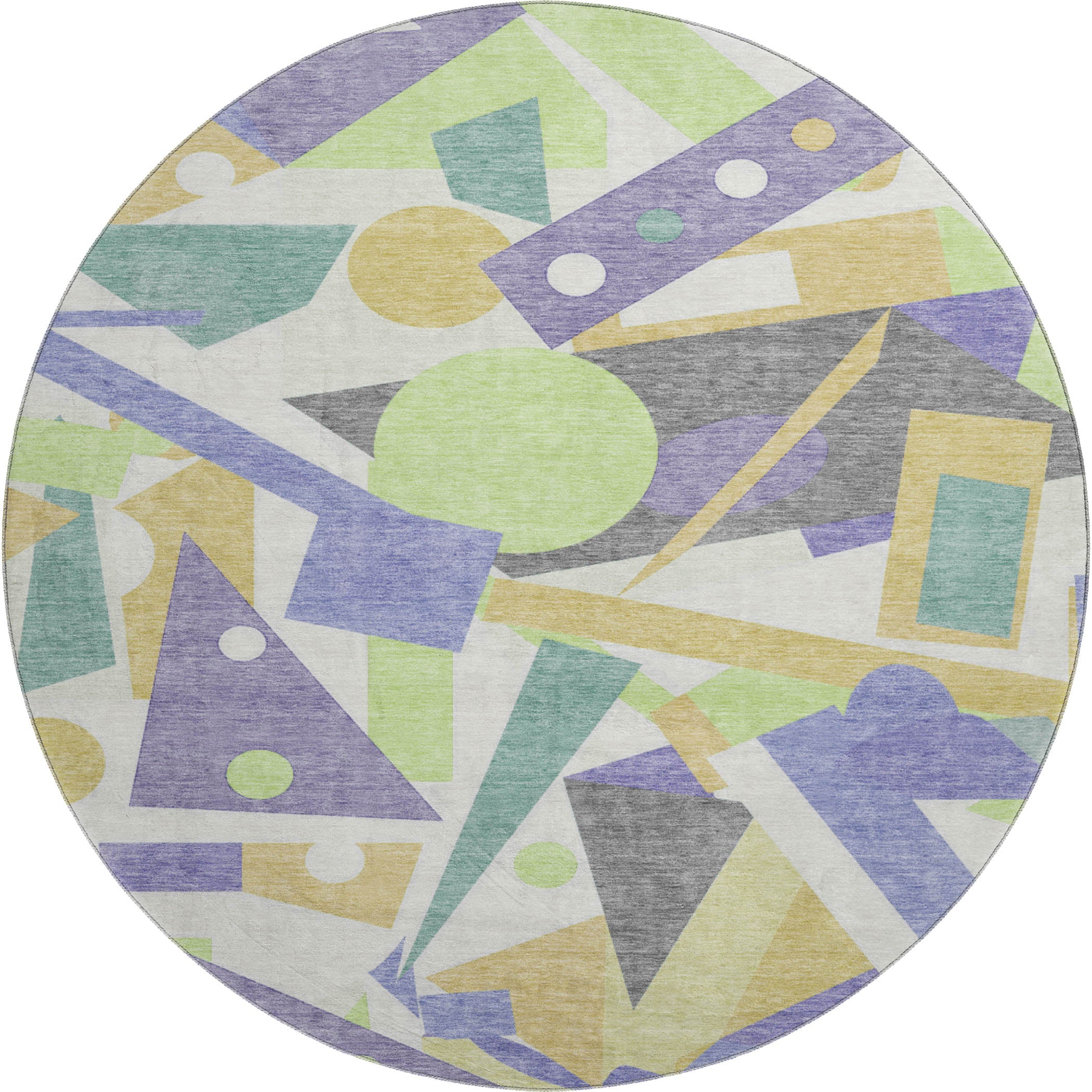 Seville Machine Washable Transitional Lavender Purple Rug 8' x 8' #shape_Round