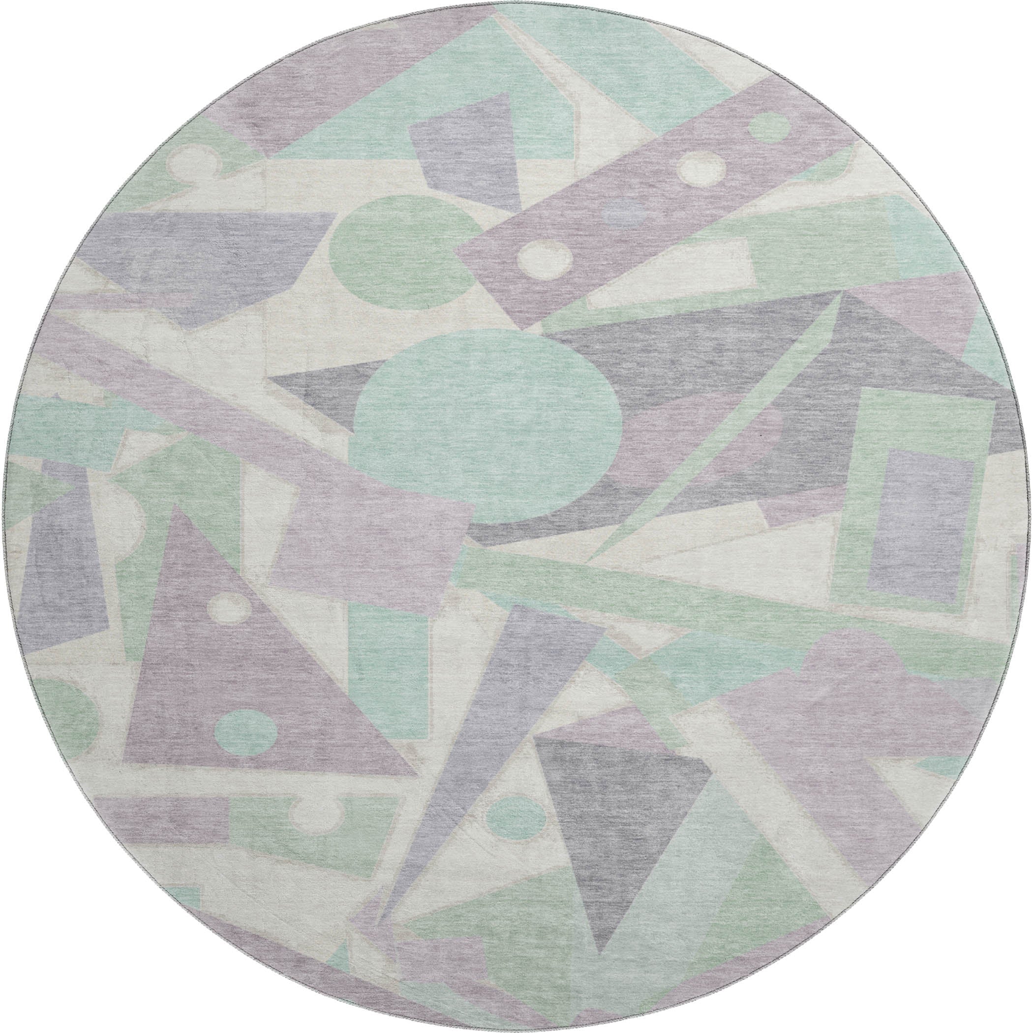 Seville Machine Washable Transitional Lilac Purple Rug 8' x 8' #shape_Round
