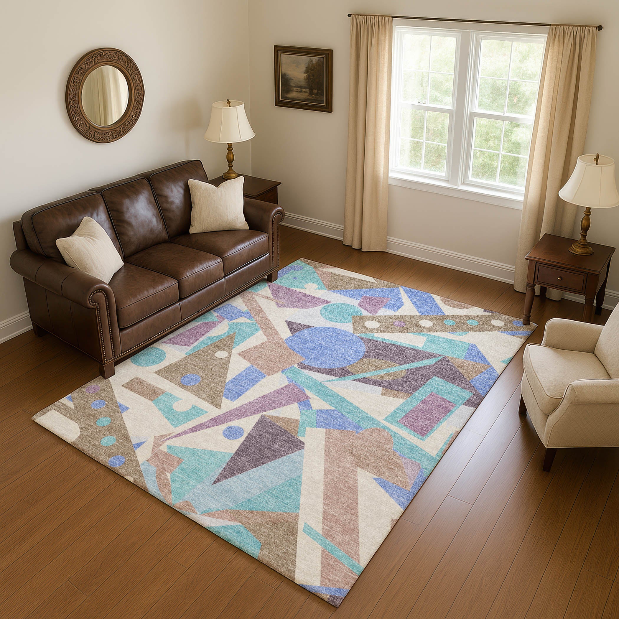 Seville Machine Washable Transitional Mocha Brown Rug 2'6" x 3'10" #shape_Rectangle