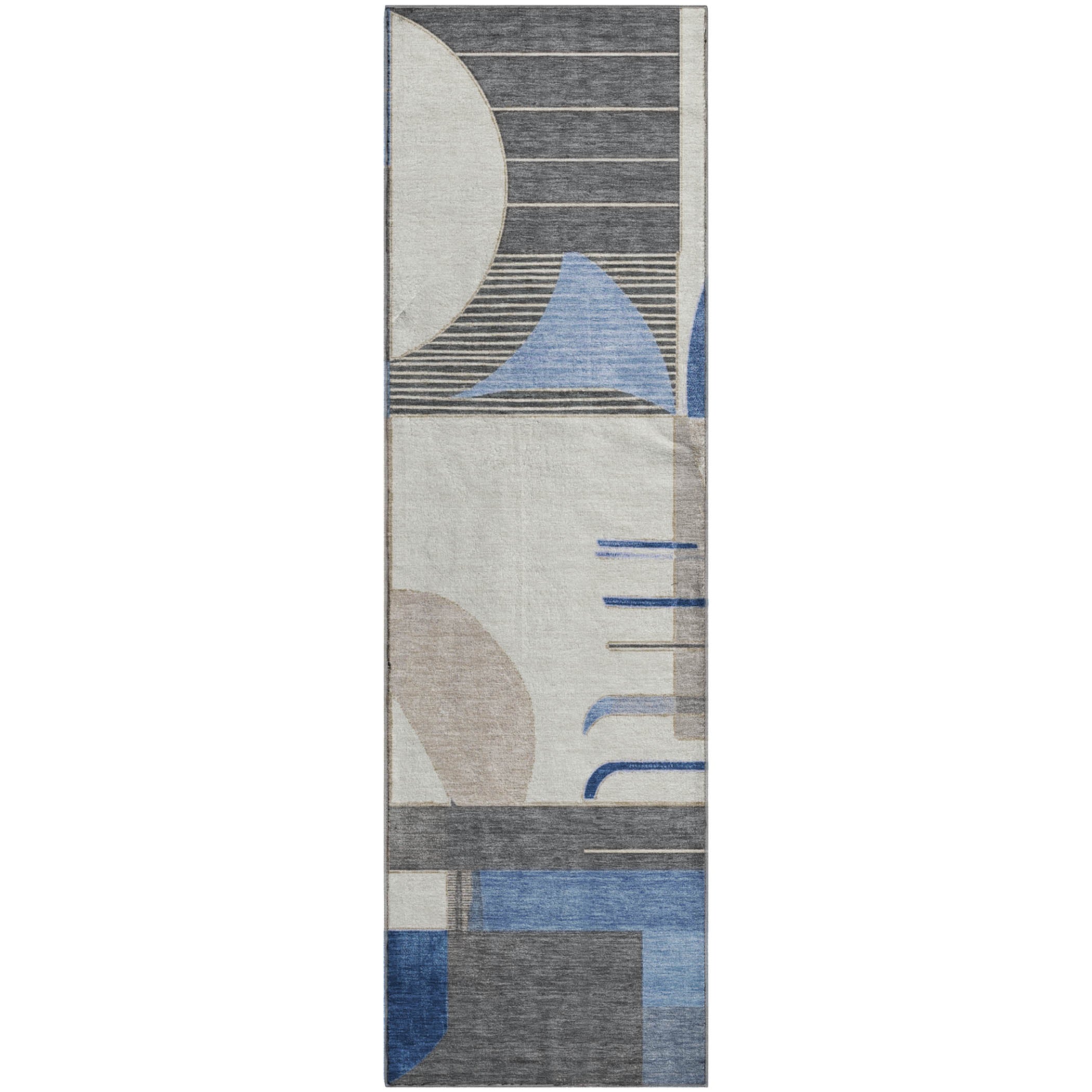 Oaxaca Machine Washable Transitional Blue Rug 2'3" x 7'6" #shape_Runner