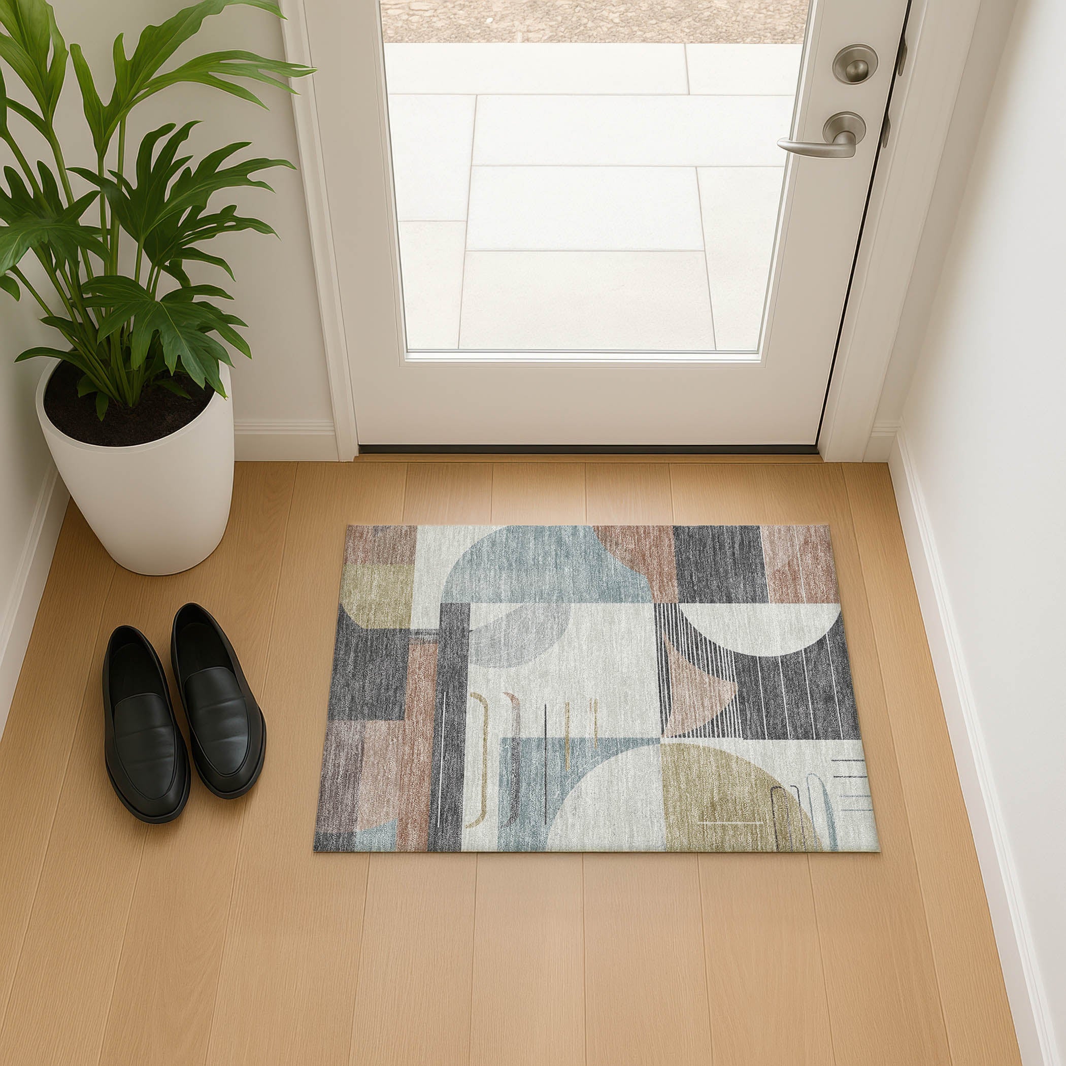 Oaxaca Machine Washable Transitional Paprika Orange Rug 1'8" x 2'6" #shape_Rectangle
