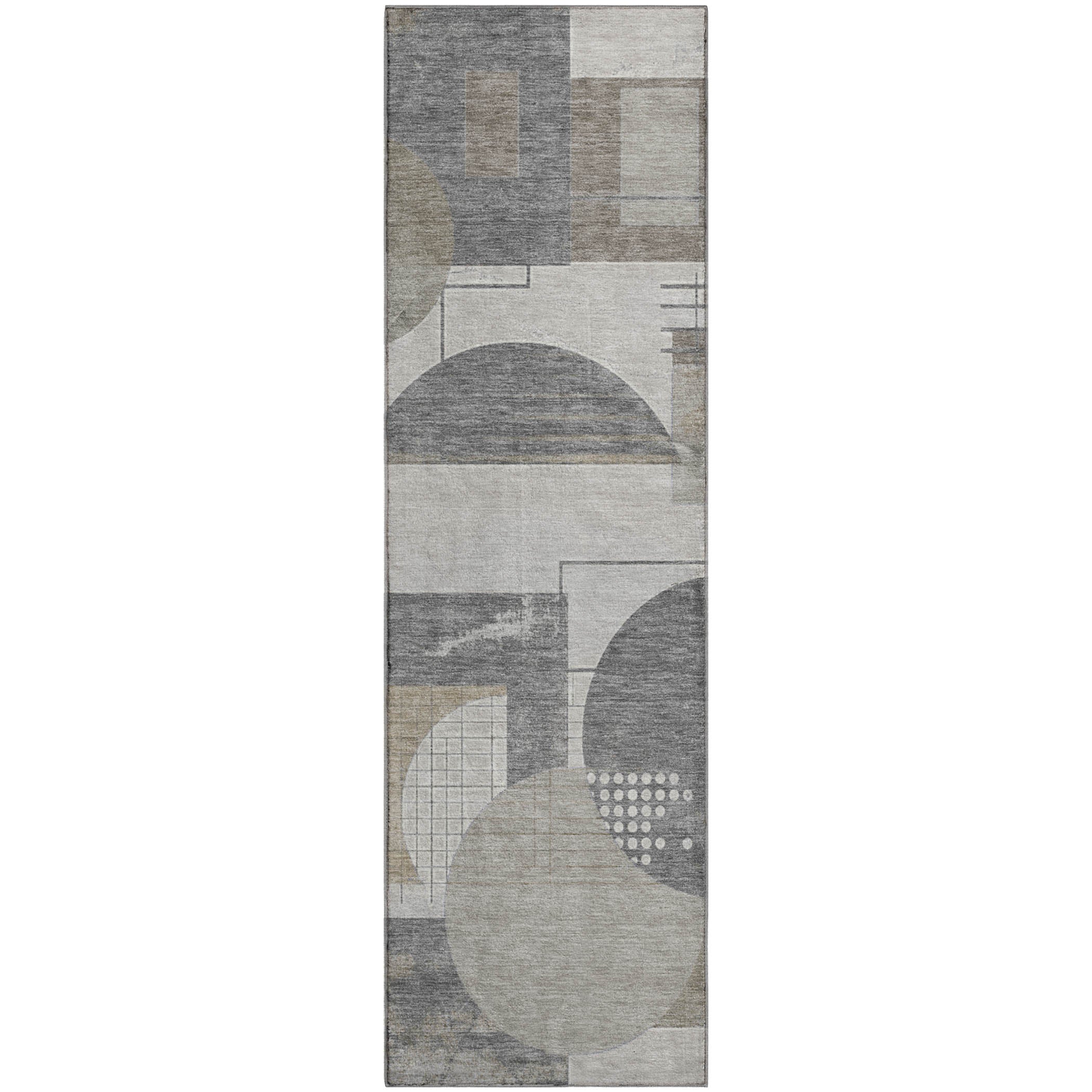 Split Machine Washable Transitional Beige Brown Rug 2'3" x 7'6" #shape_Runner