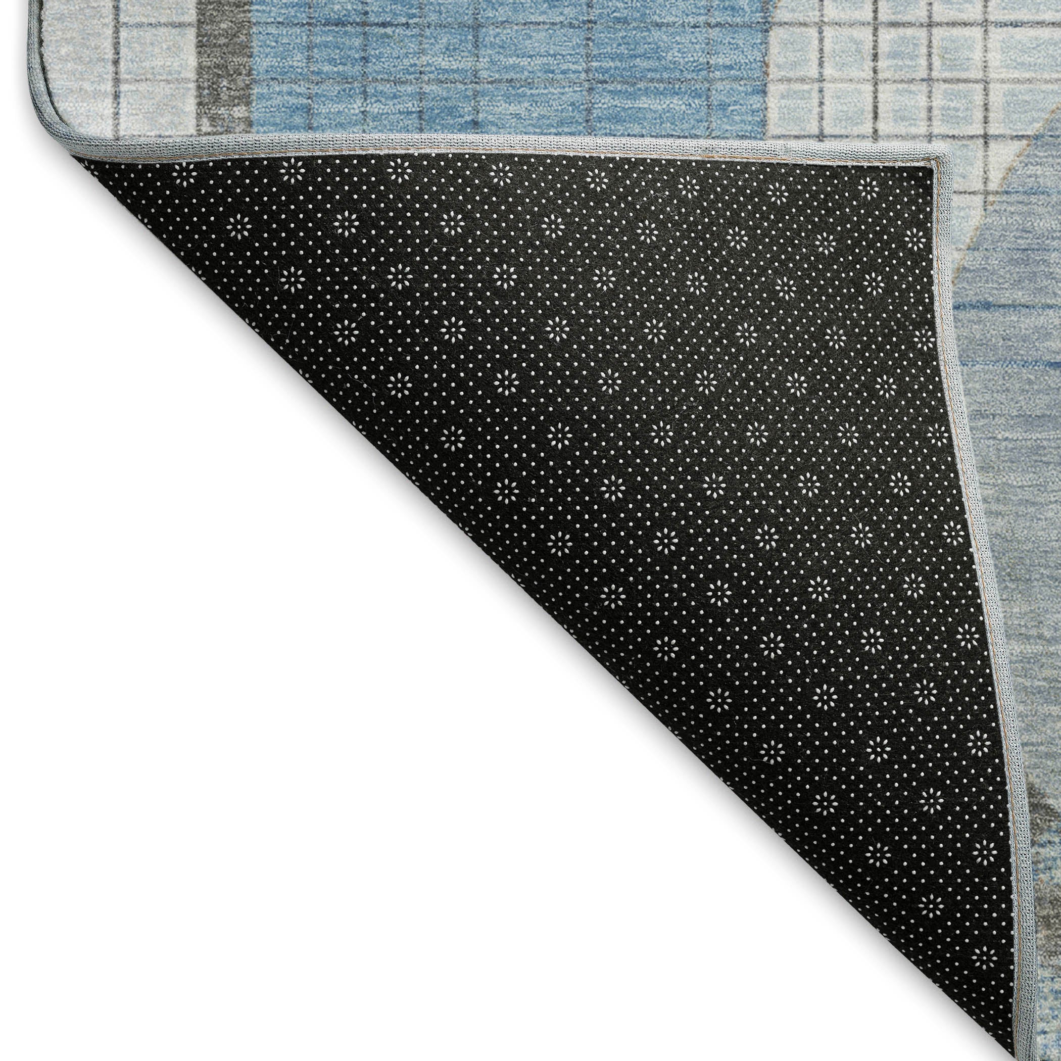 Split Machine Washable Transitional Blue Rug 1'8" x 2'6" #shape_Rectangle