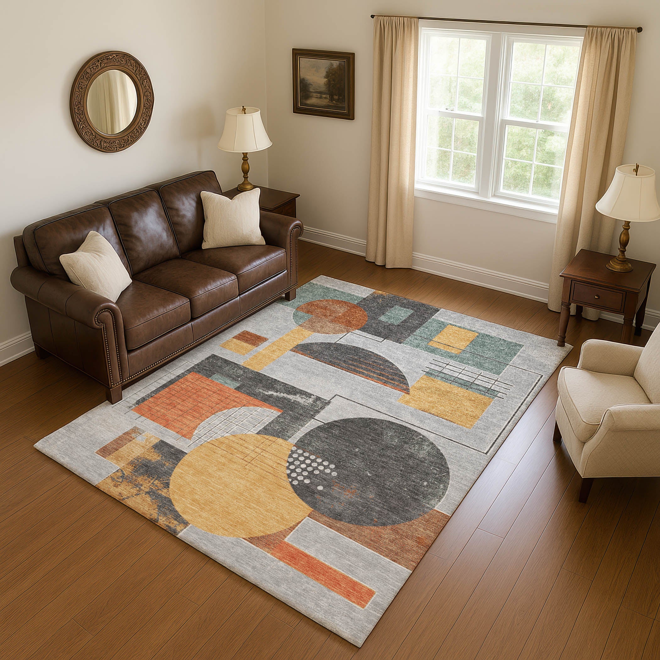 Split Machine Washable Transitional Gray Rug 2'6" x 3'10" #shape_Rectangle