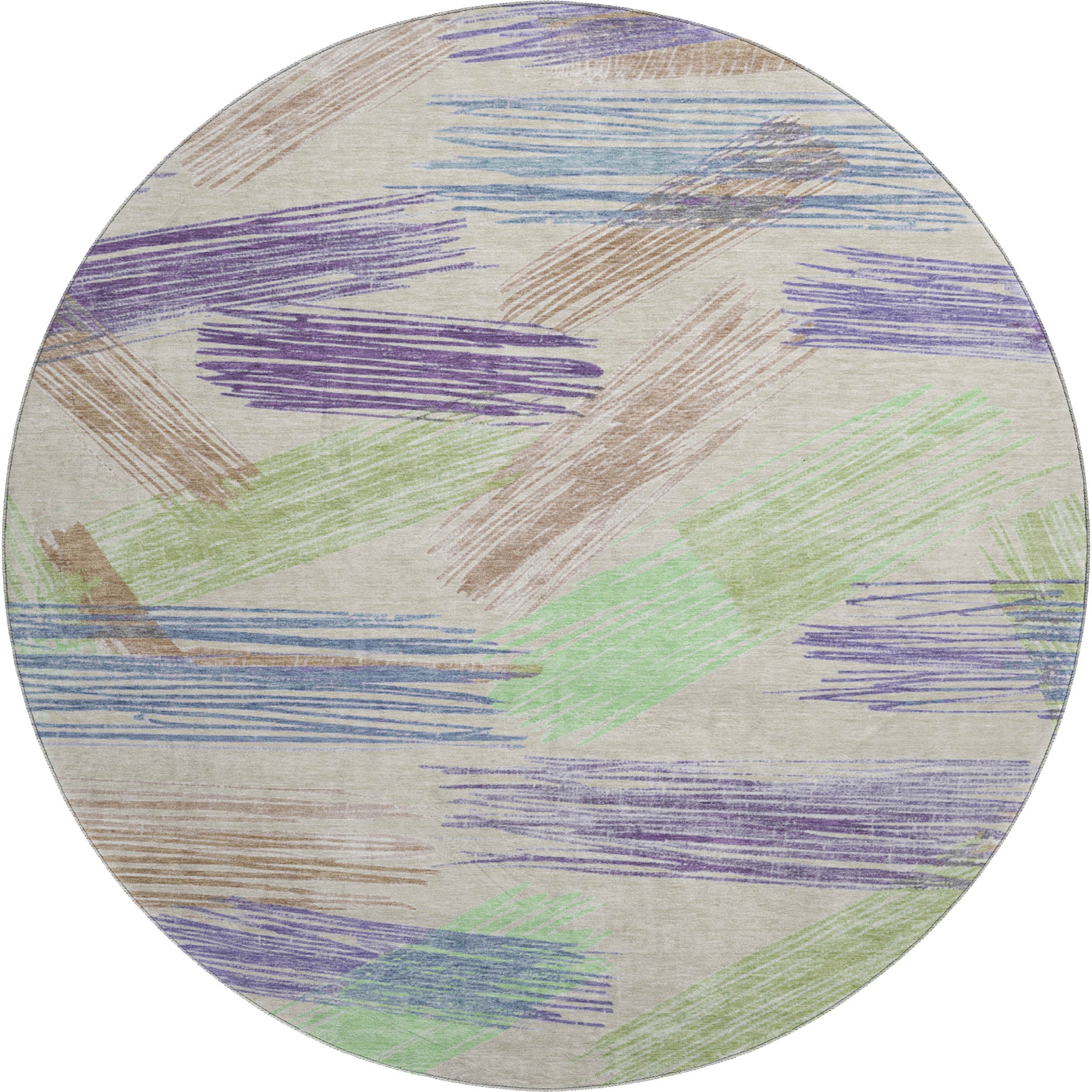 Bruges Machine Washable Transitional Beige Brown Rug 8' x 8' #shape_Round
