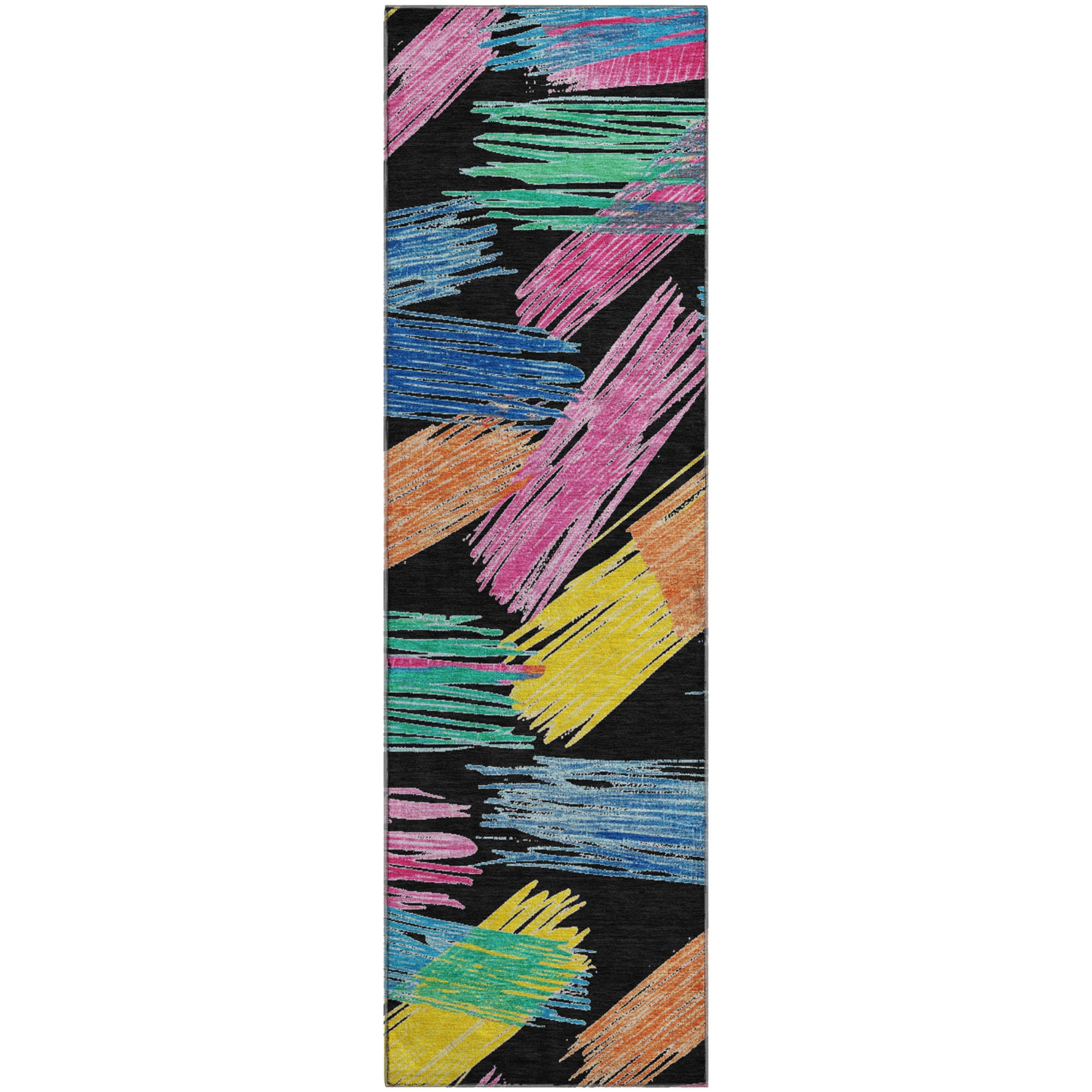 Bruges Machine Washable Transitional Black Rug 2'3" x 7'6" #shape_Runner