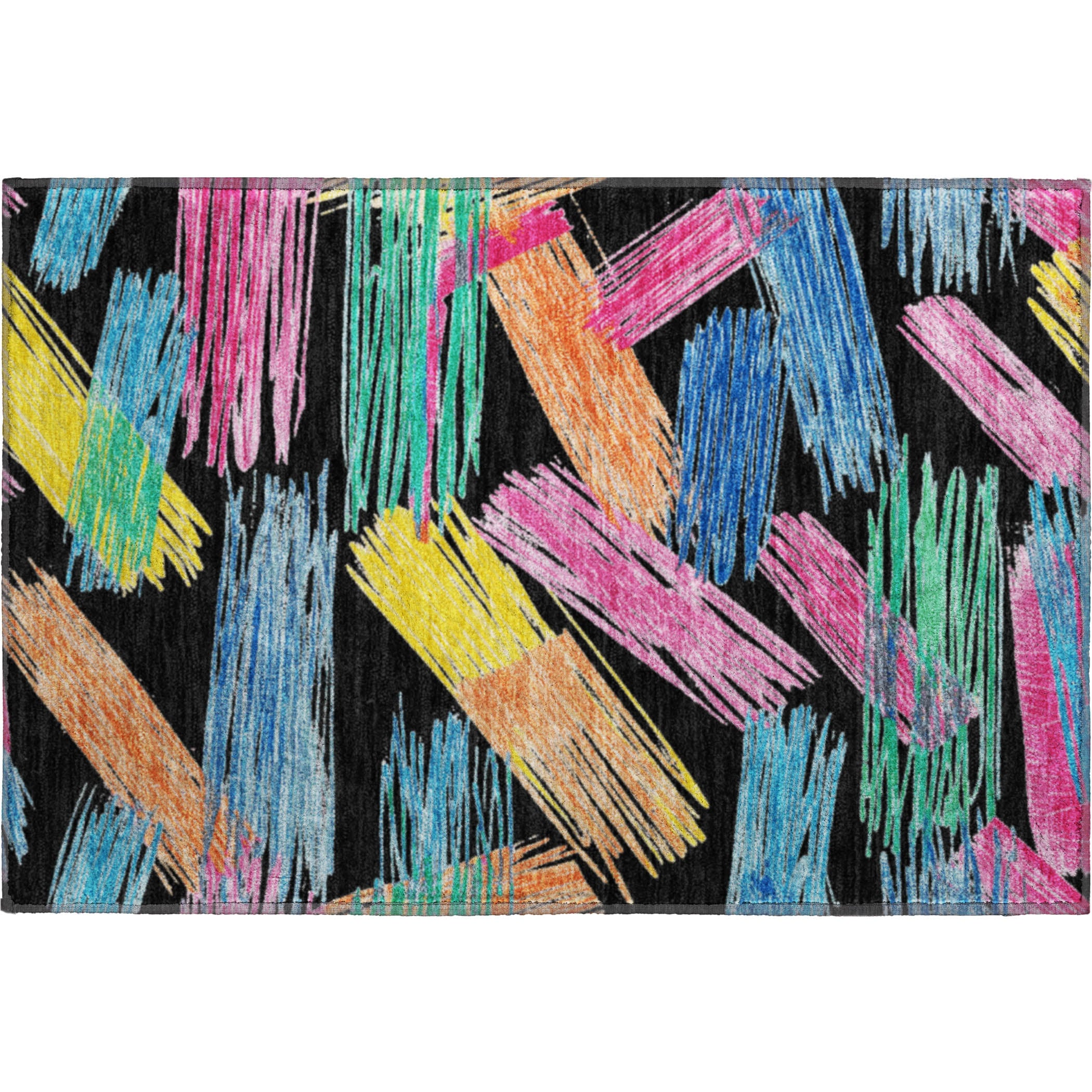 Bruges Machine Washable Transitional Black Rug 1'8" x 2'6" #shape_Rectangle