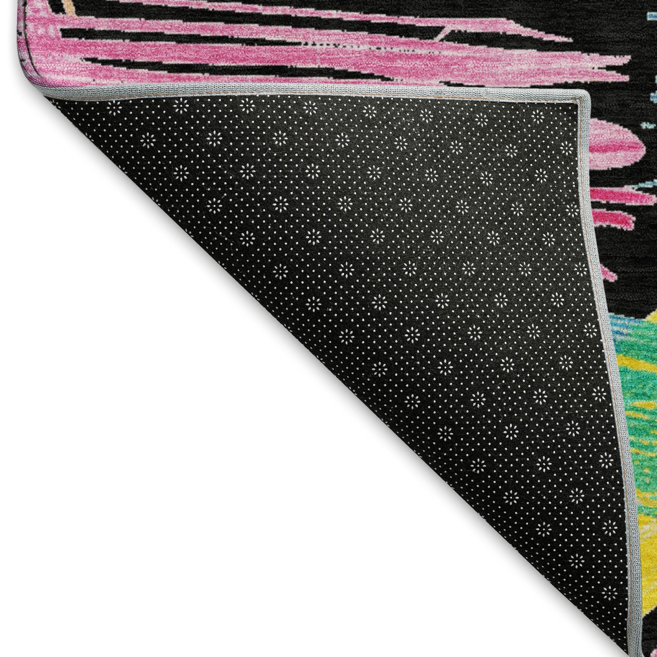 Bruges Machine Washable Transitional Black Rug 1'8" x 2'6" #shape_Rectangle