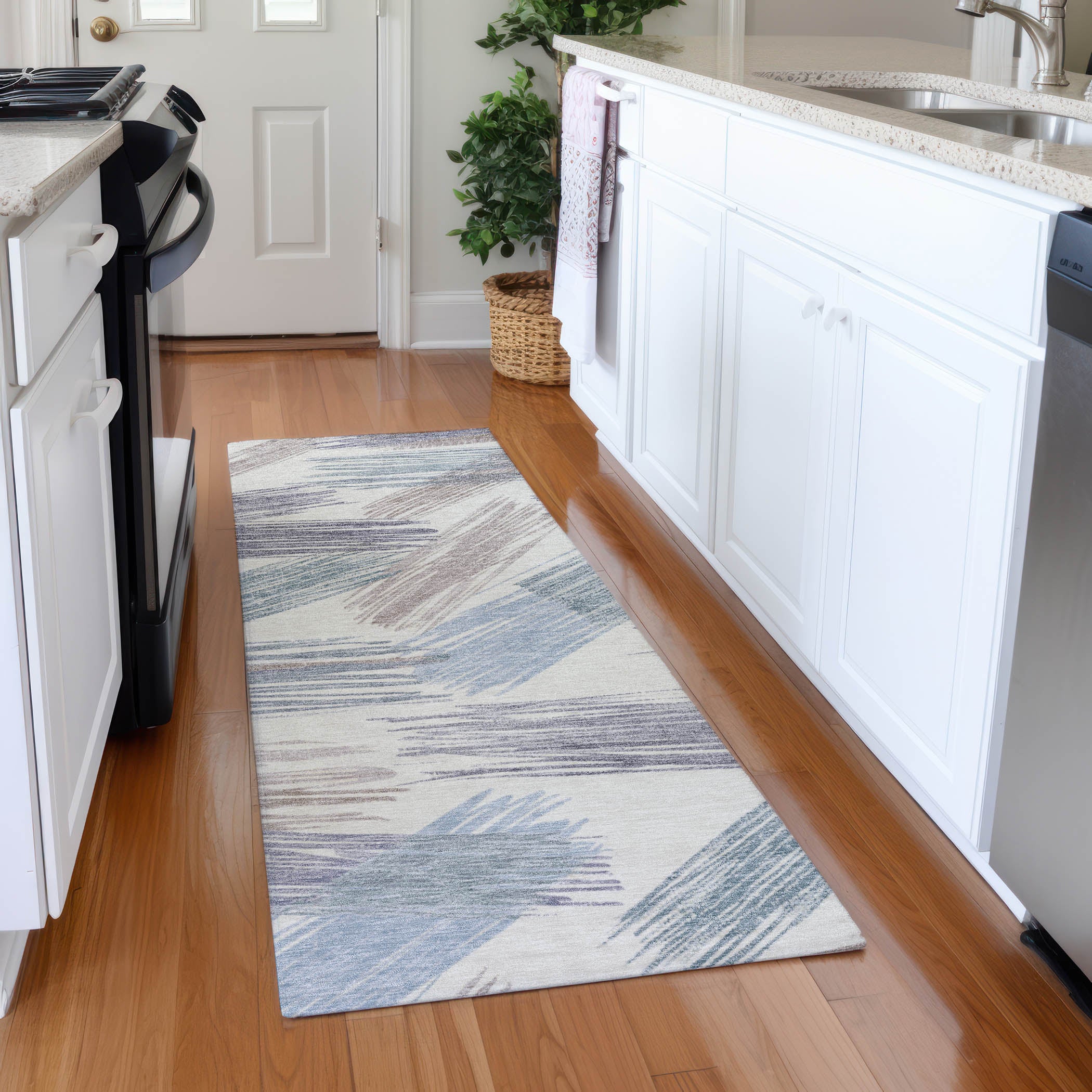 Bruges Machine Washable Transitional Ivory Rug 2'3" x 7'6" #shape_Runner
