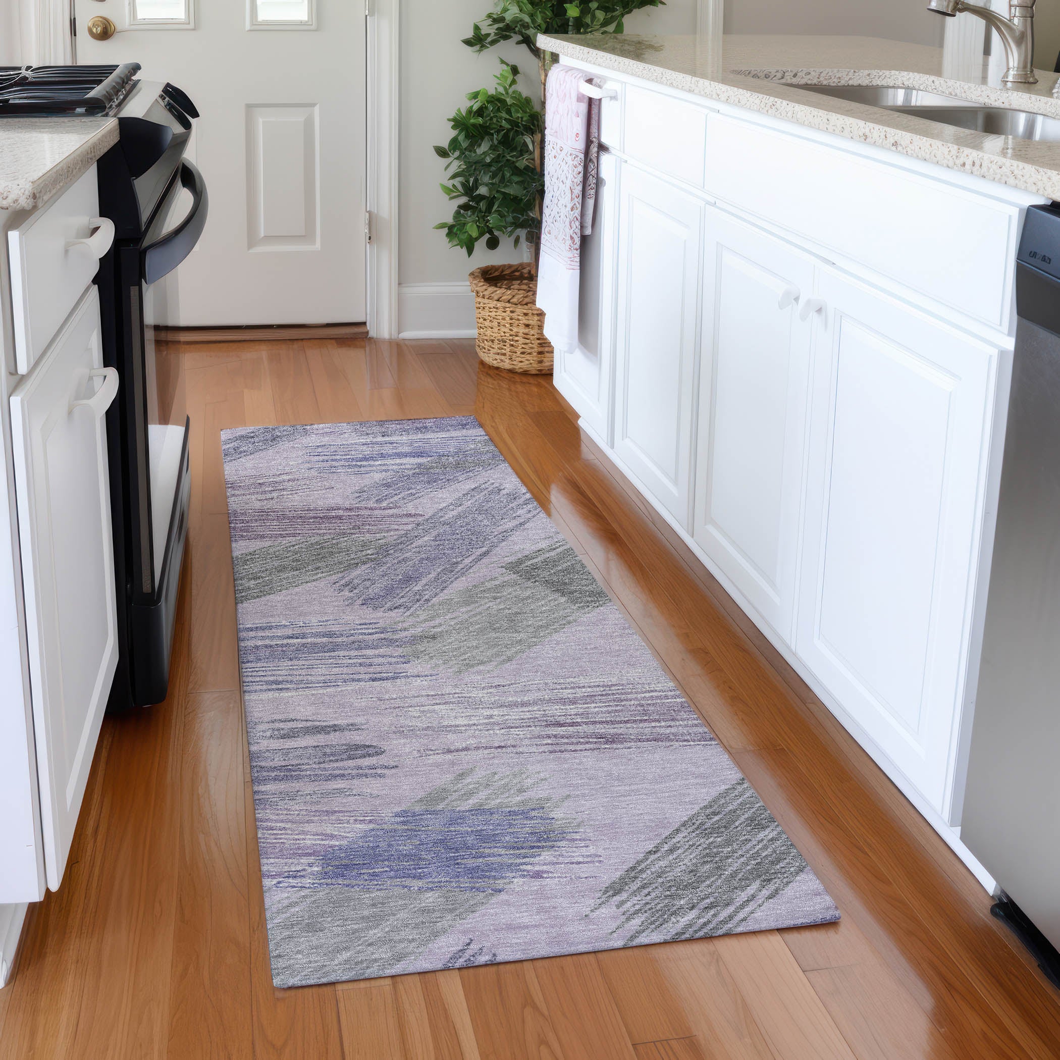 Bruges Machine Washable Transitional Lavender Purple Rug 2'3" x 7'6" #shape_Runner