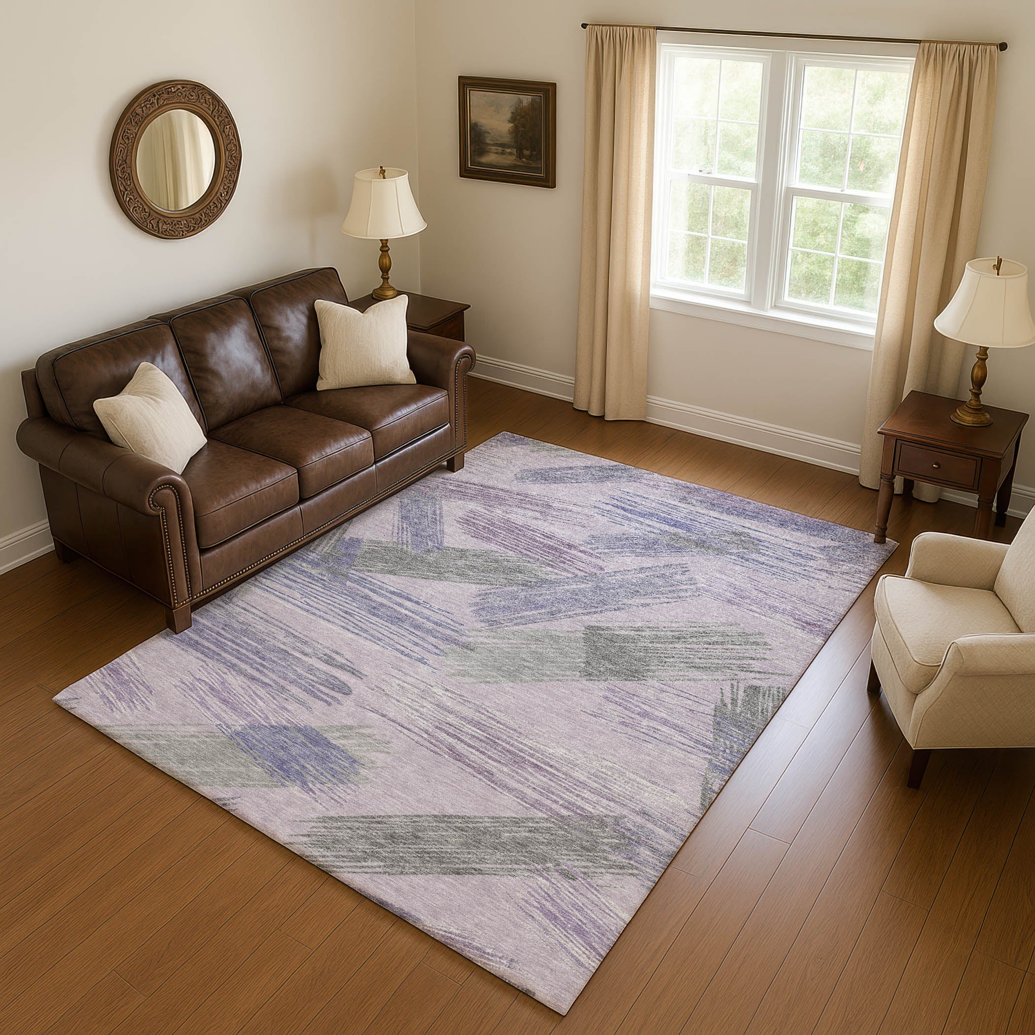 Bruges Machine Washable Transitional Lavender Purple Rug 2'6" x 3'10" #shape_Rectangle