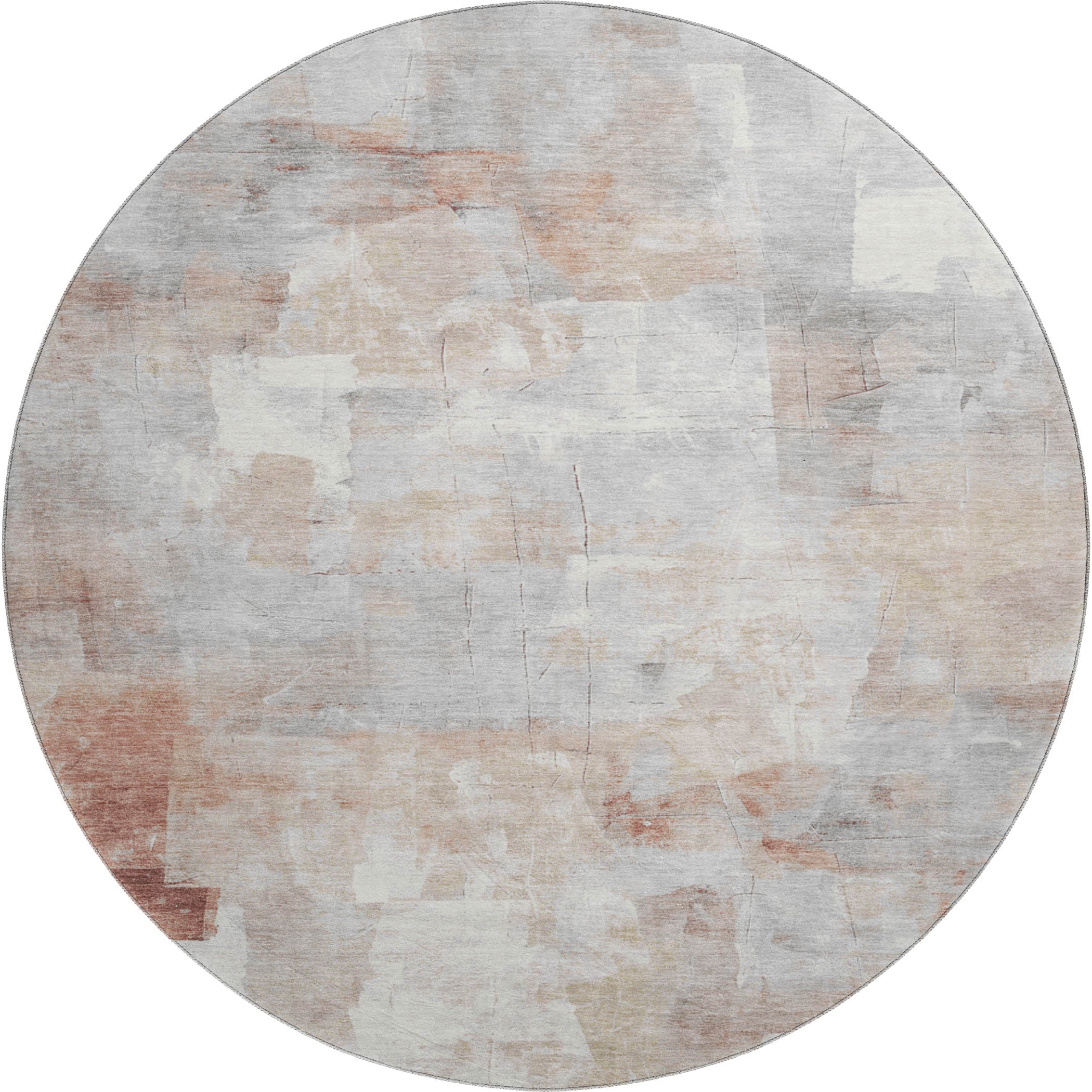 Dublin Machine Washable Transitional Paprika Orange Rug 8' x 8' #shape_Round