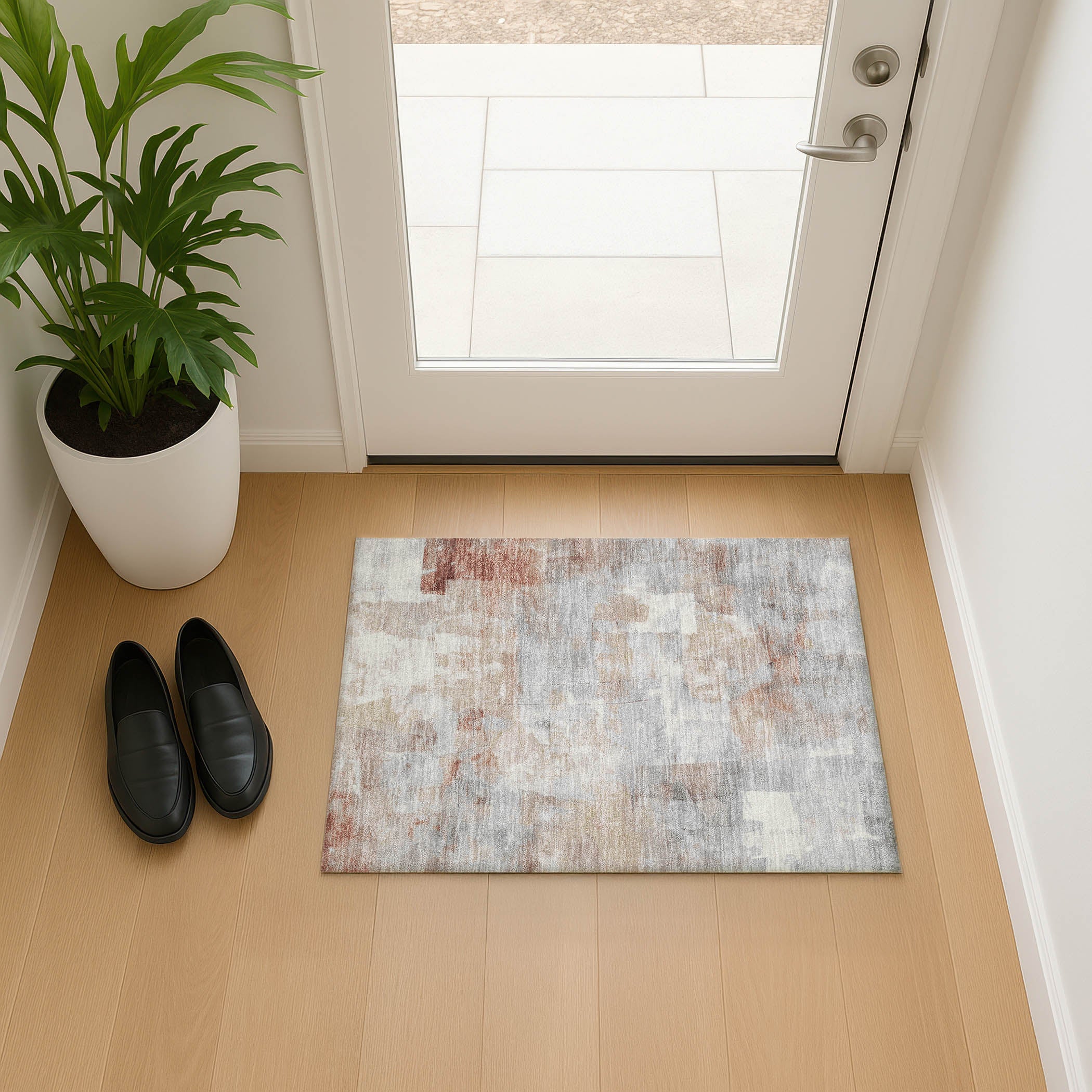 Dublin Machine Washable Transitional Paprika Orange Rug 1'8" x 2'6" #shape_Rectangle