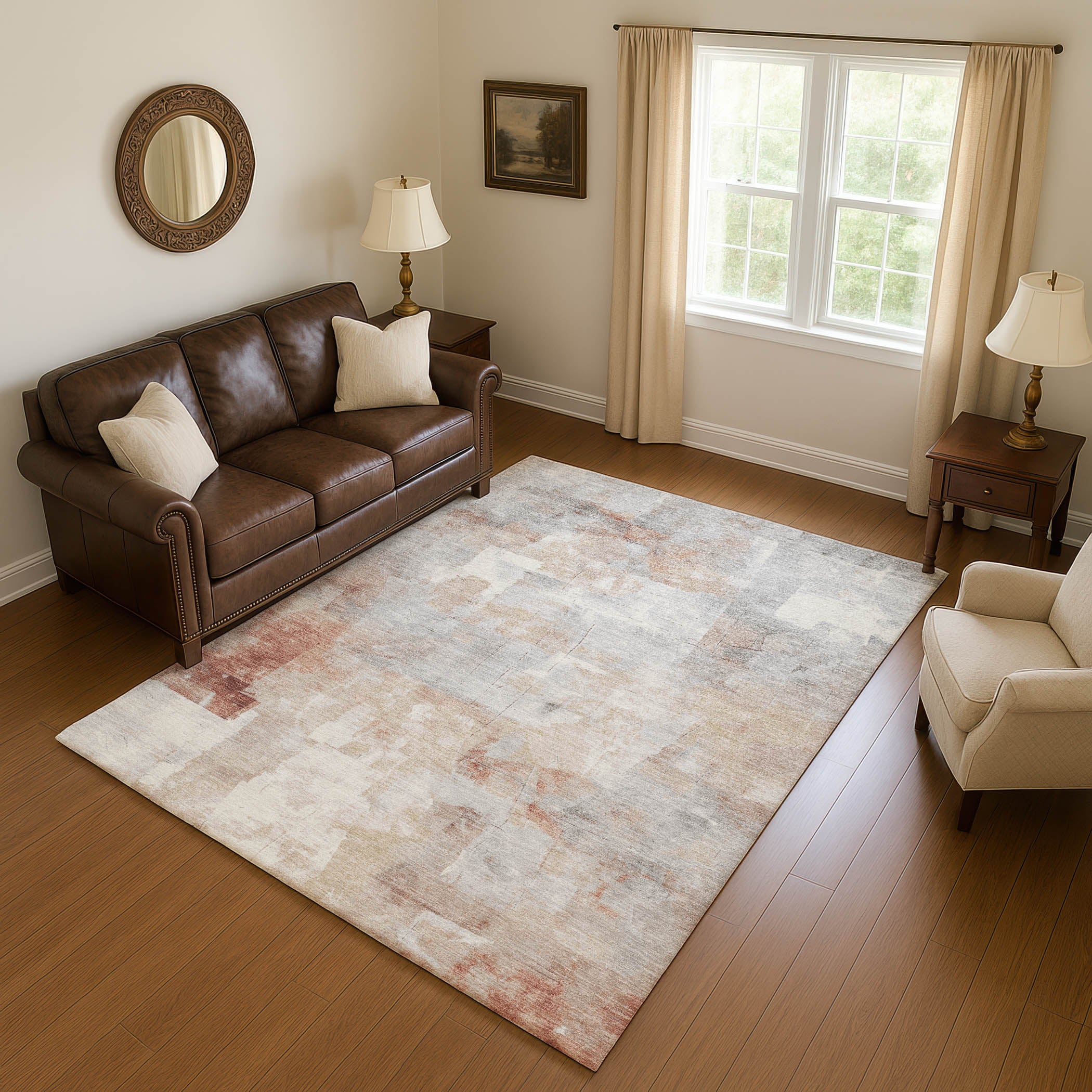 Dublin Machine Washable Transitional Paprika Orange Rug 2'6" x 3'10" #shape_Rectangle