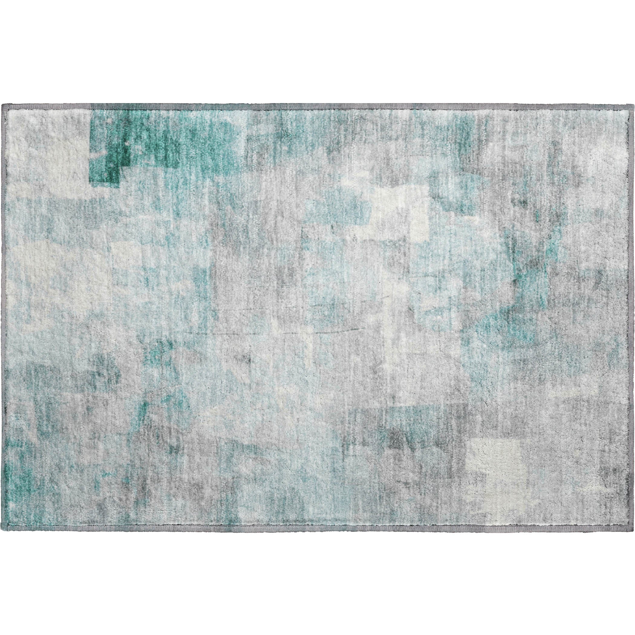 Dublin Machine Washable Transitional Teal Rug 1'8" x 2'6" #shape_Rectangle