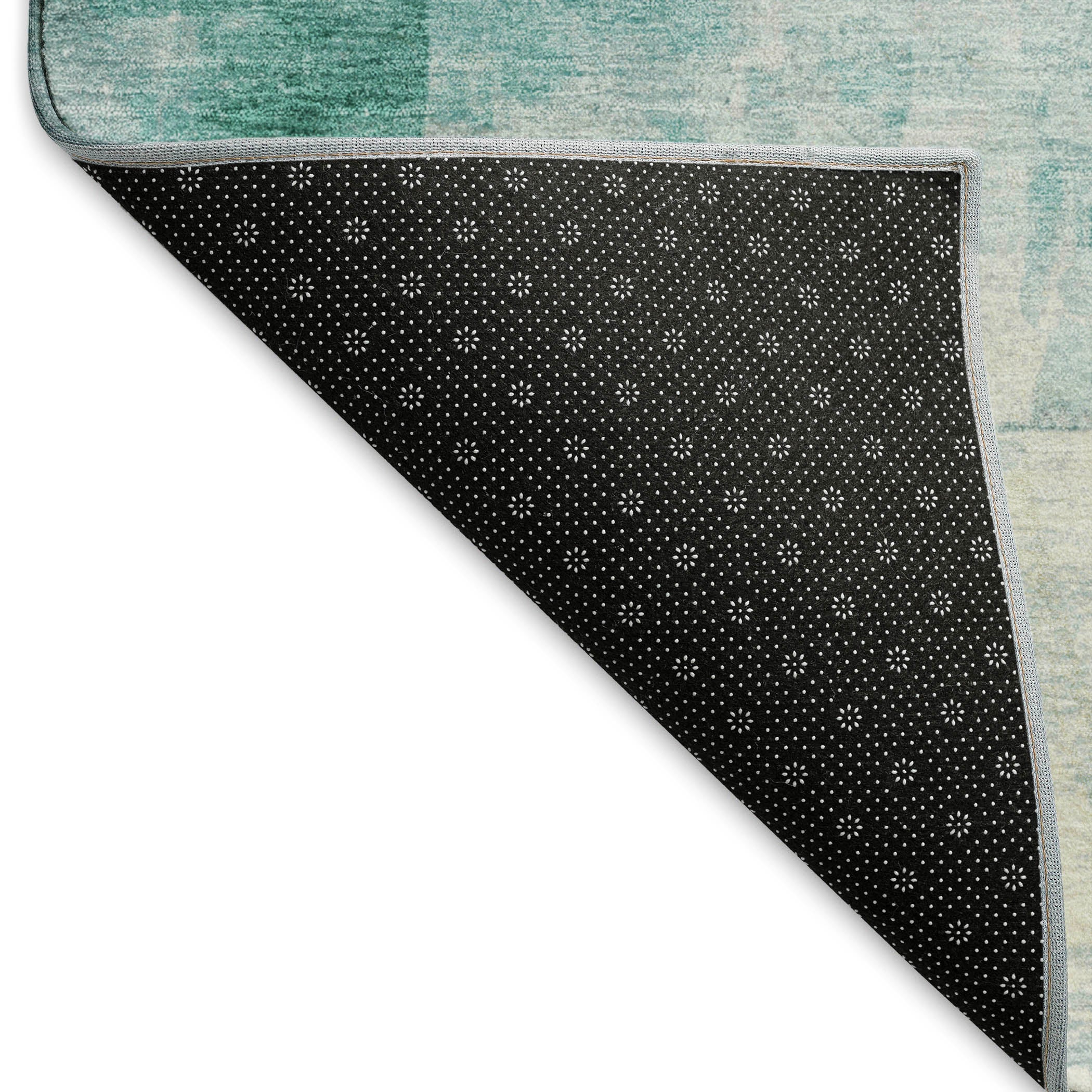 Dublin Machine Washable Transitional Teal Rug 1'8" x 2'6" #shape_Rectangle