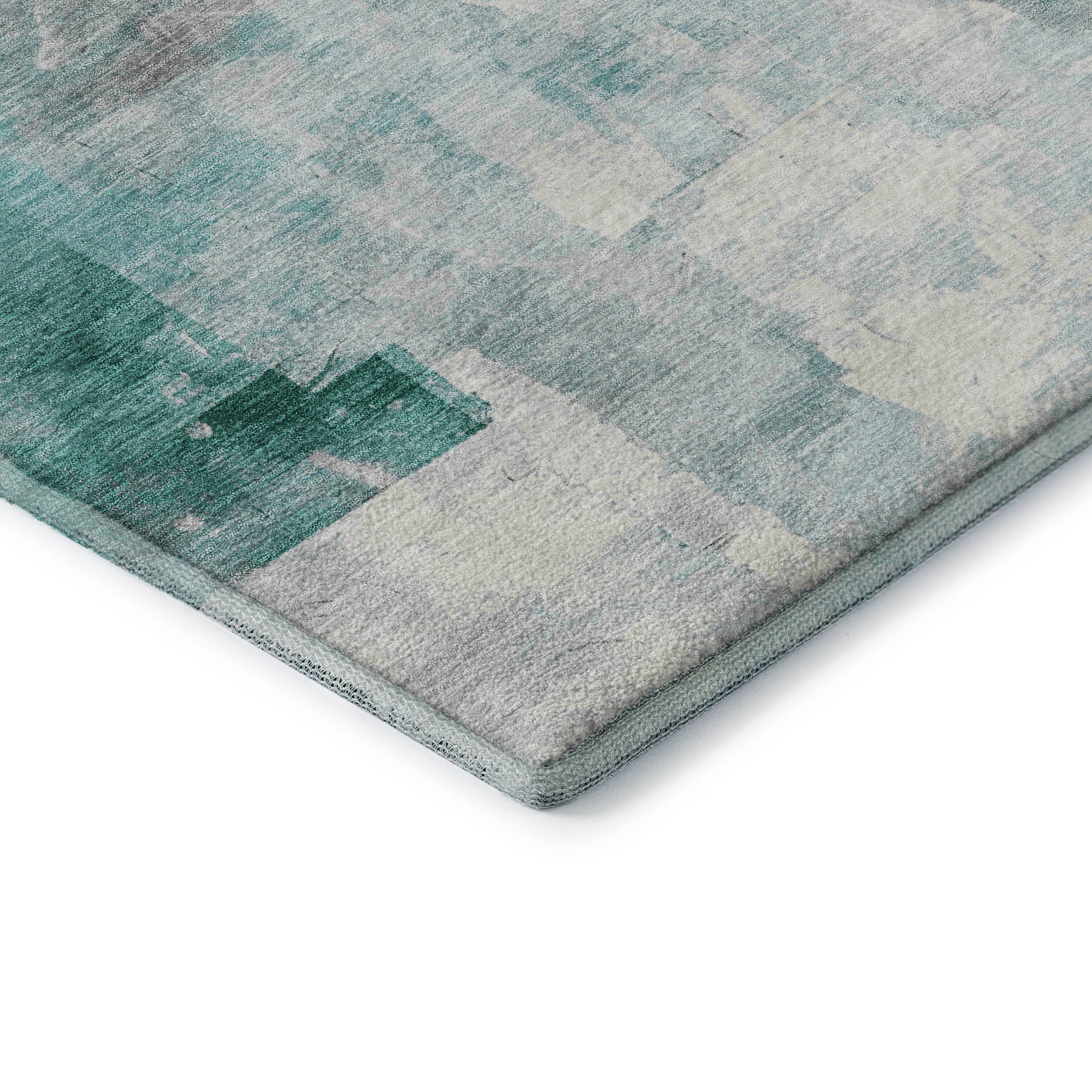 Dublin Machine Washable Transitional Teal Rug 1'8" x 2'6" #shape_Rectangle