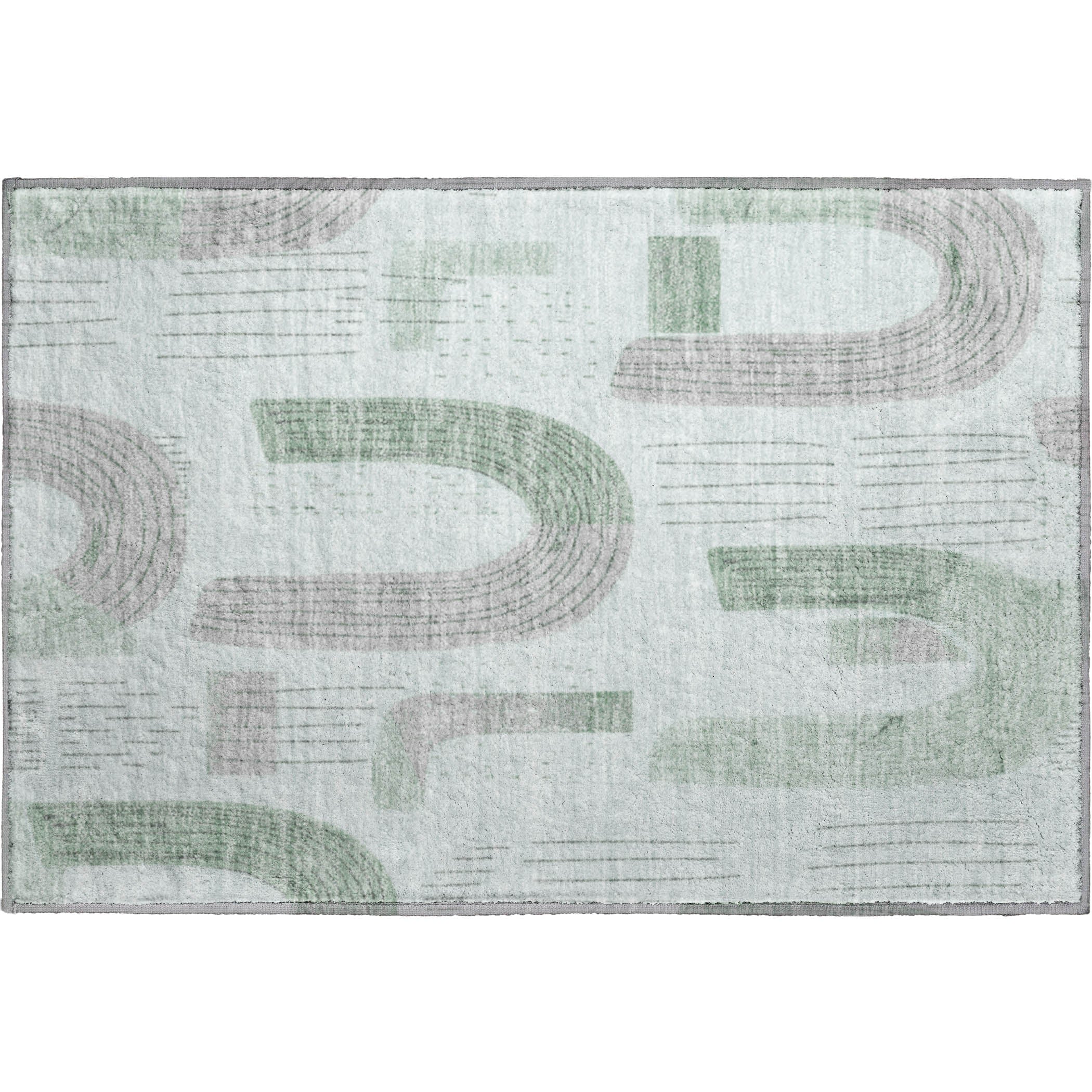 Sarajevo Machine Washable Transitional Mint Green Rug 1'8" x 2'6" #shape_Rectangle