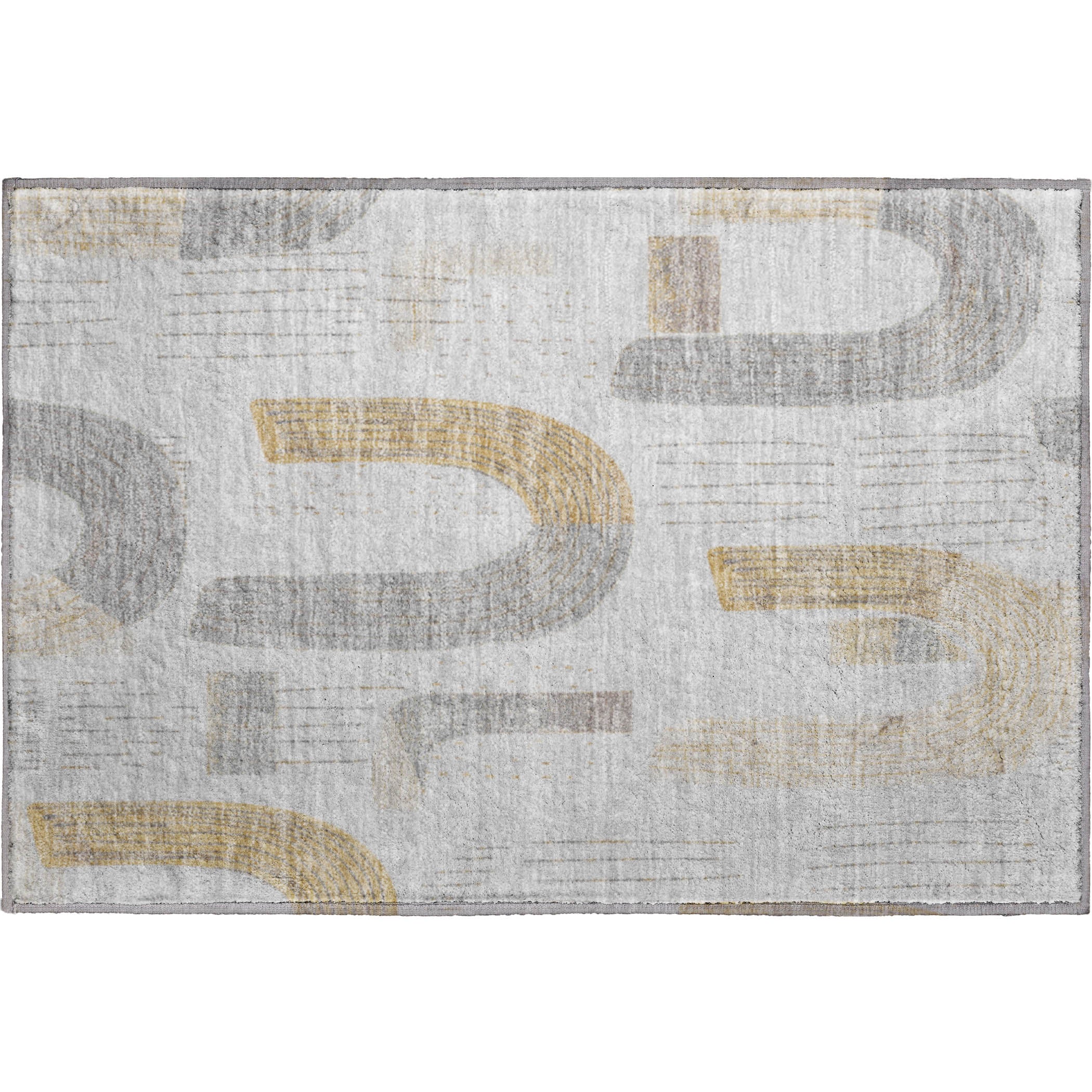 Sarajevo Machine Washable Transitional Silver Gray Rug 1'8" x 2'6" #shape_Rectangle