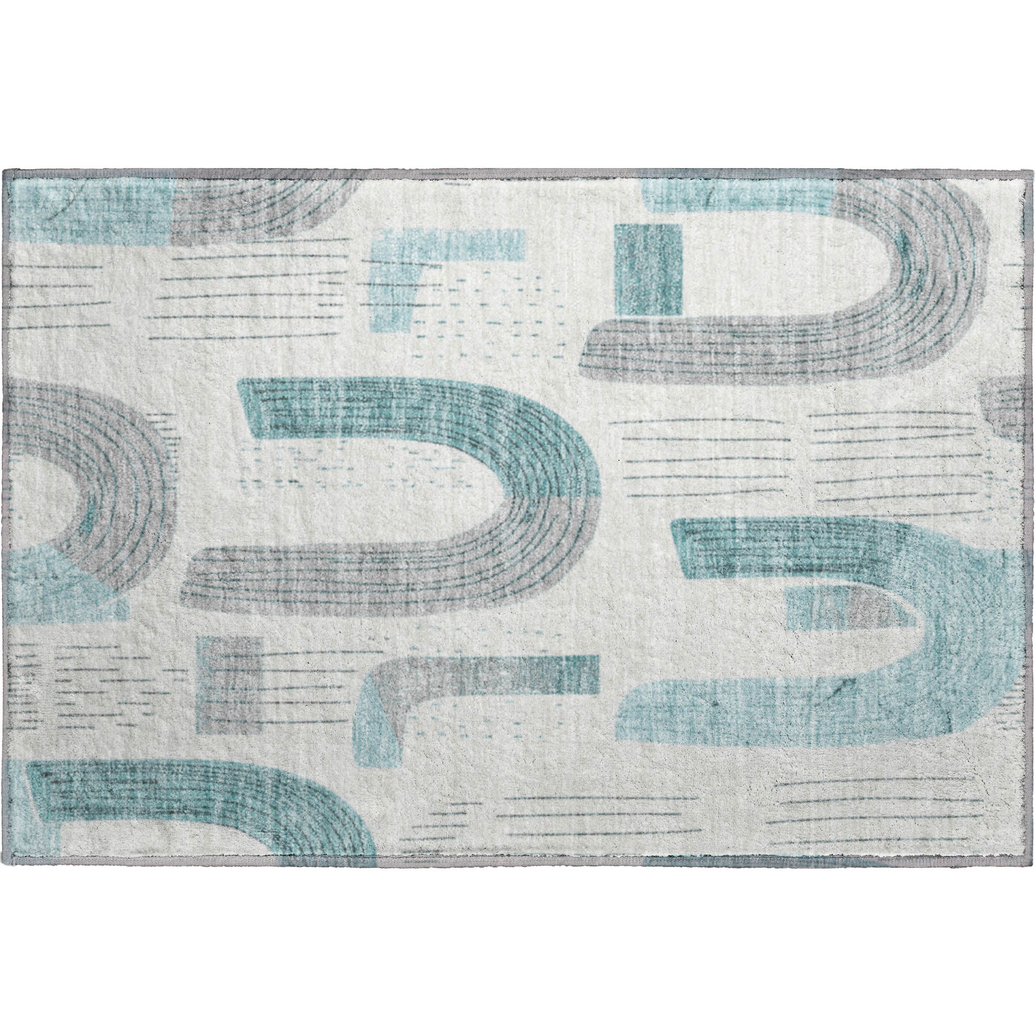 Sarajevo Machine Washable Transitional Teal Rug 1'8" x 2'6" #shape_Rectangle