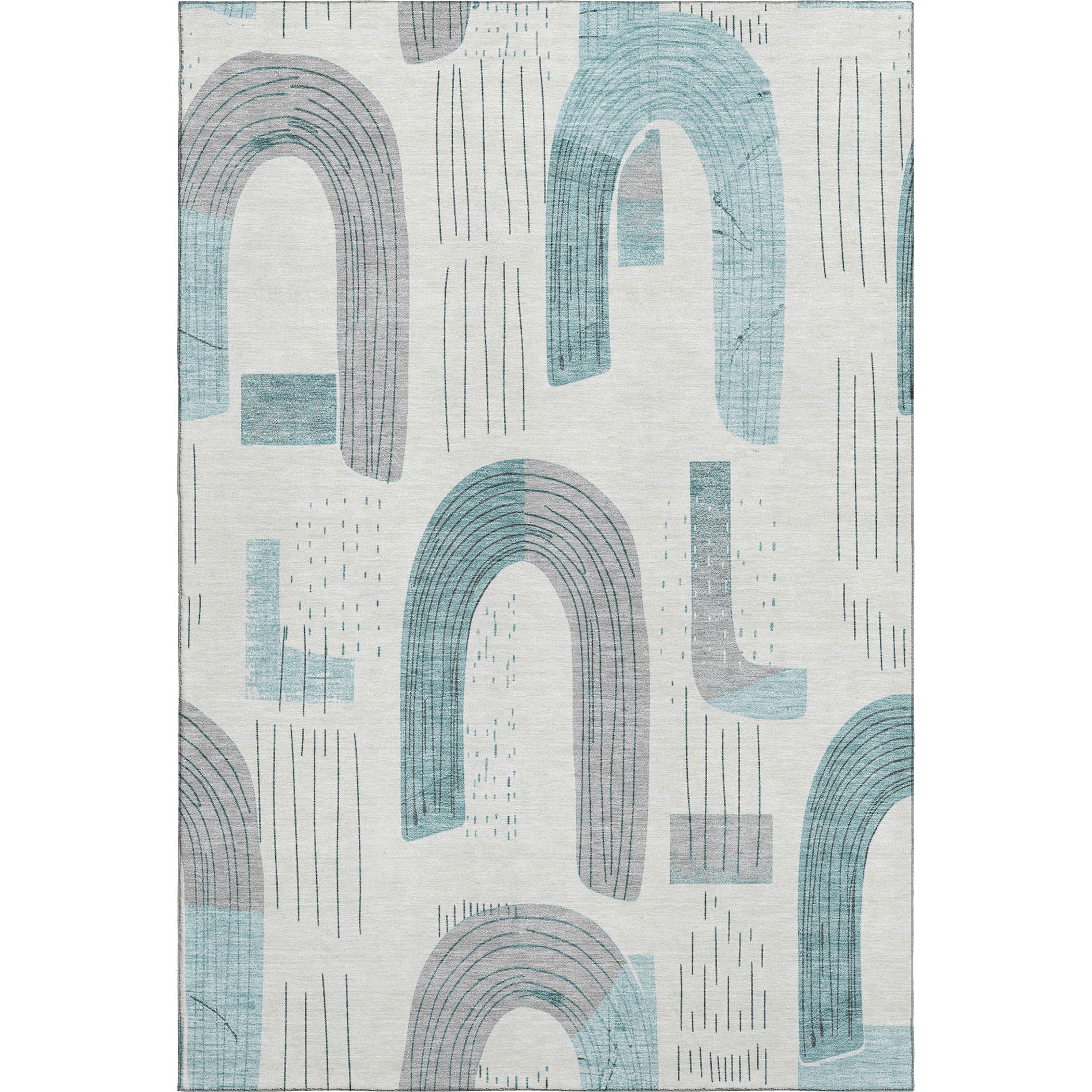 Sarajevo Machine Washable Transitional Teal Rug 2'6" x 3'10" #shape_Rectangle