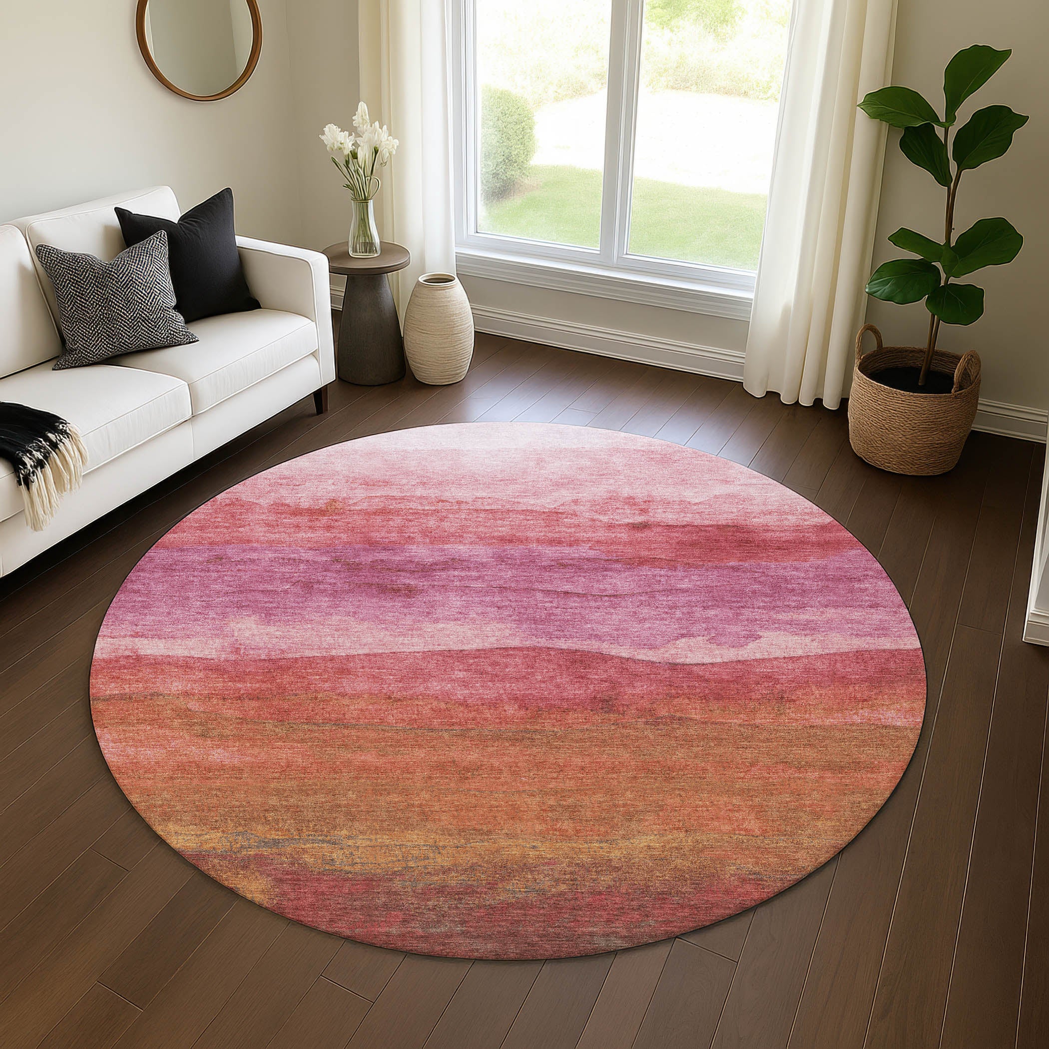 Jaipur Machine Washable Transitional Blush Pink Rug 8' x 8' #shape_Round