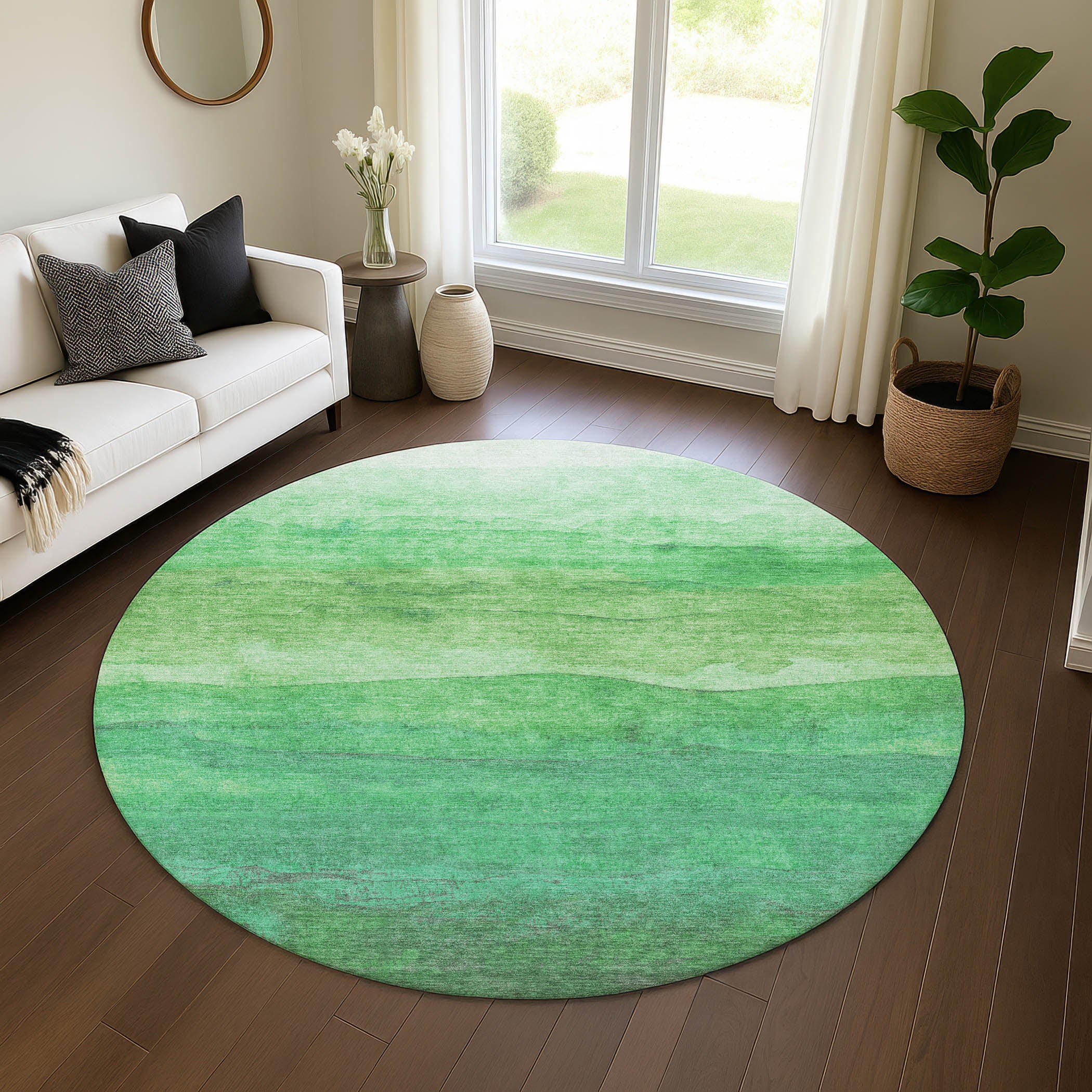 Jaipur Machine Washable Transitional Green Rug 8' x 8' #shape_Round