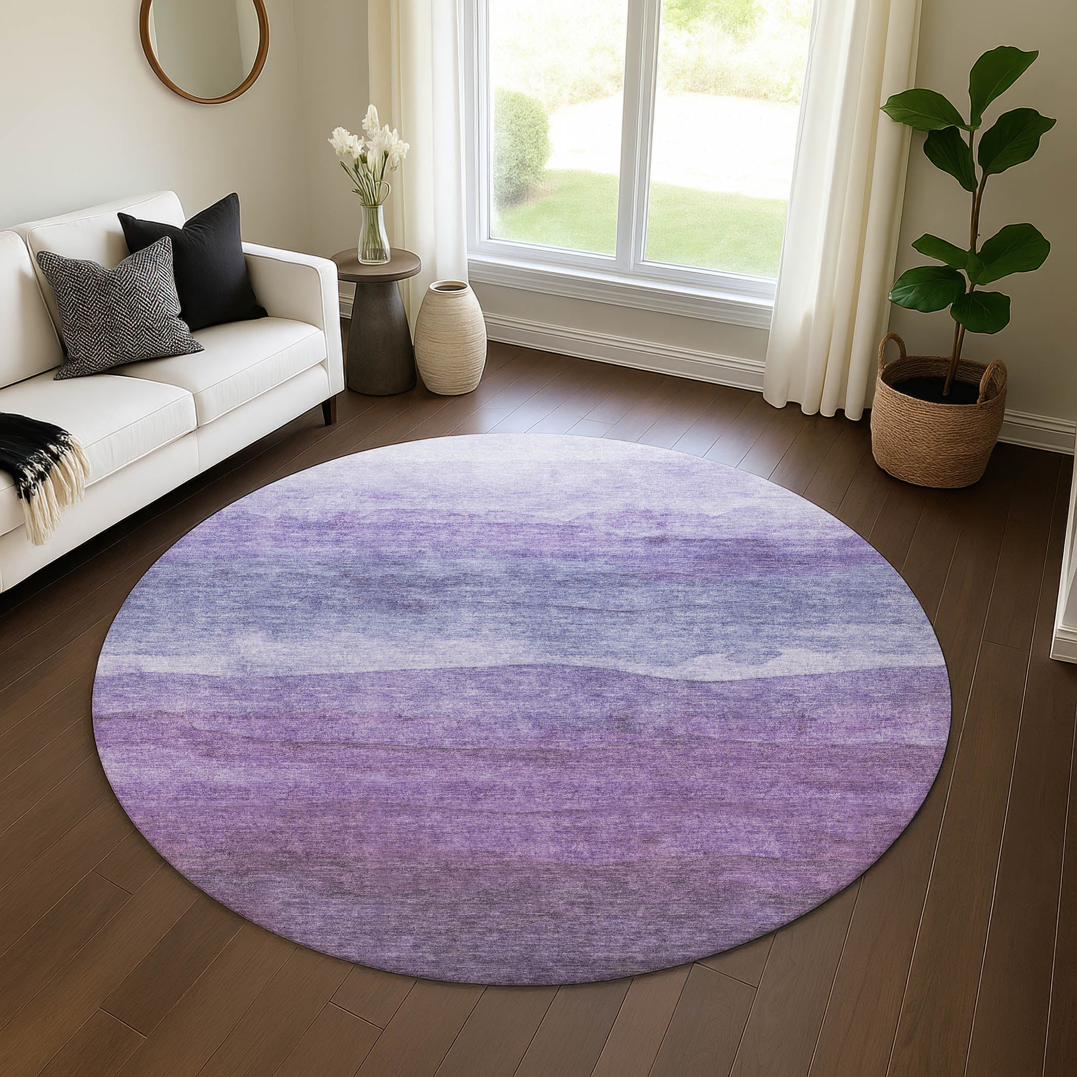 Jaipur Machine Washable Transitional Purple Rug 8' x 8' #shape_Round