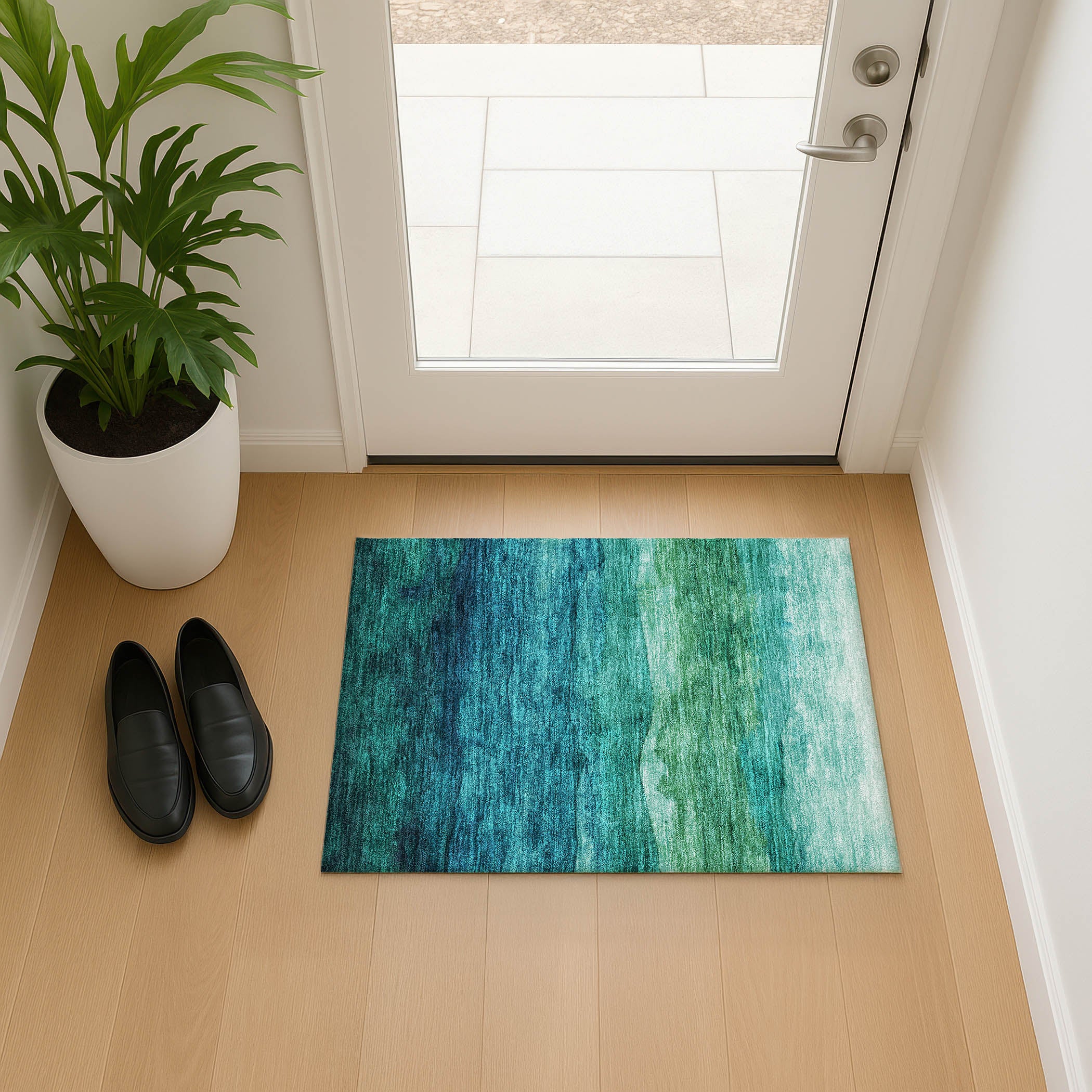 Jaipur Machine Washable Transitional Teal Rug 1'8" x 2'6" #shape_Rectangle