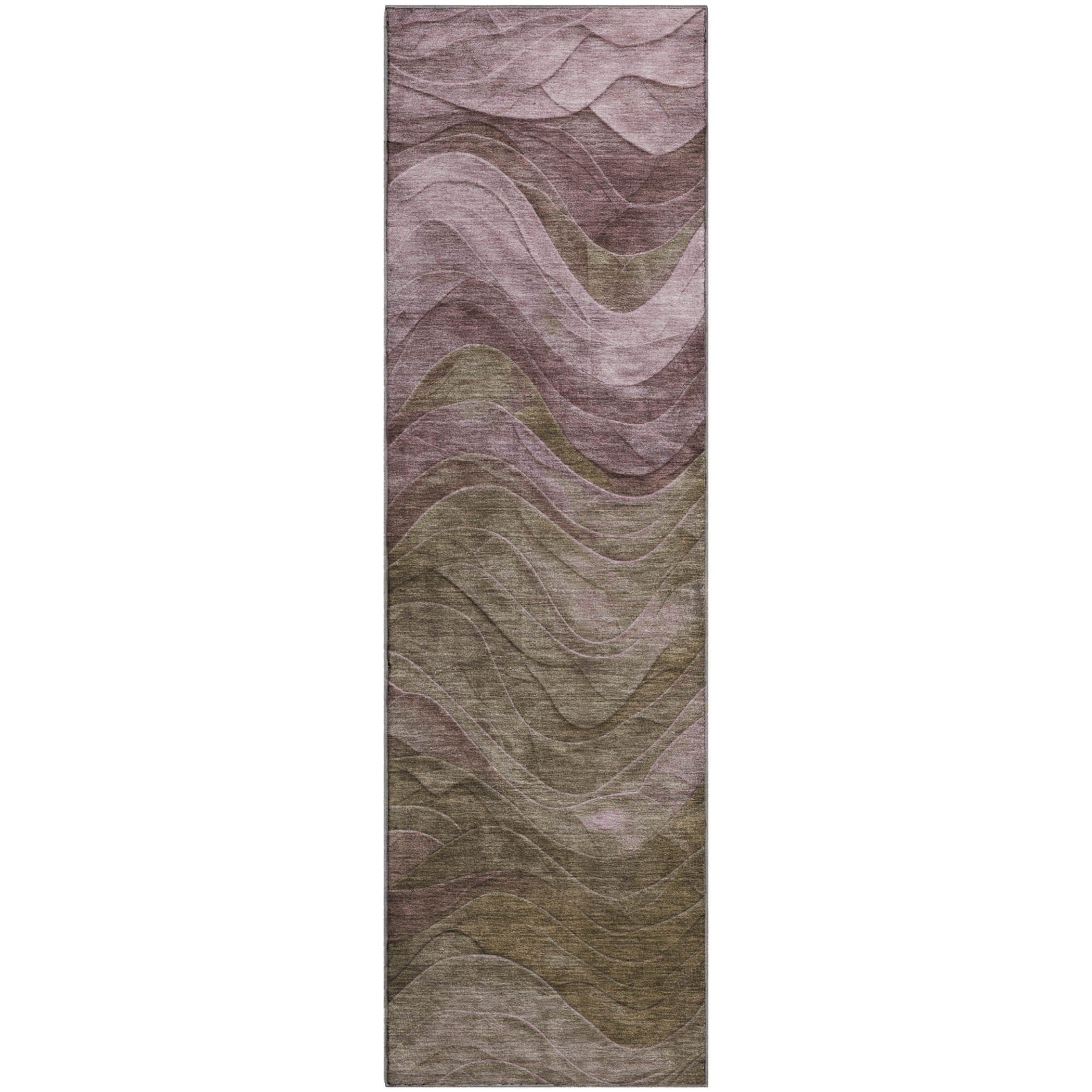 Hoi An Machine Washable Transitional Taupe Brown Rug 2'3" x 7'6" #shape_Runner