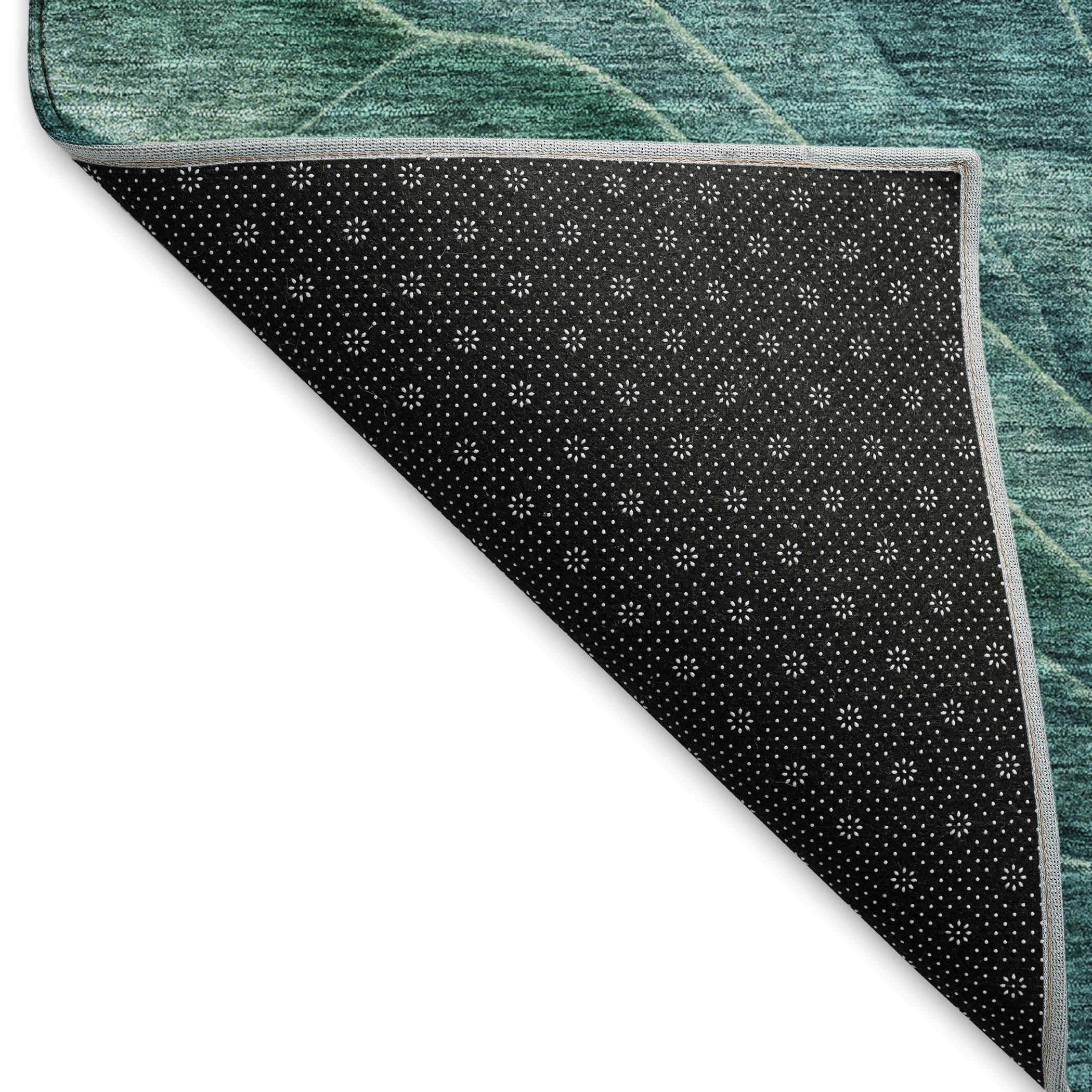 Hoi An Machine Washable Transitional Teal Rug 1'8" x 2'6" #shape_Rectangle