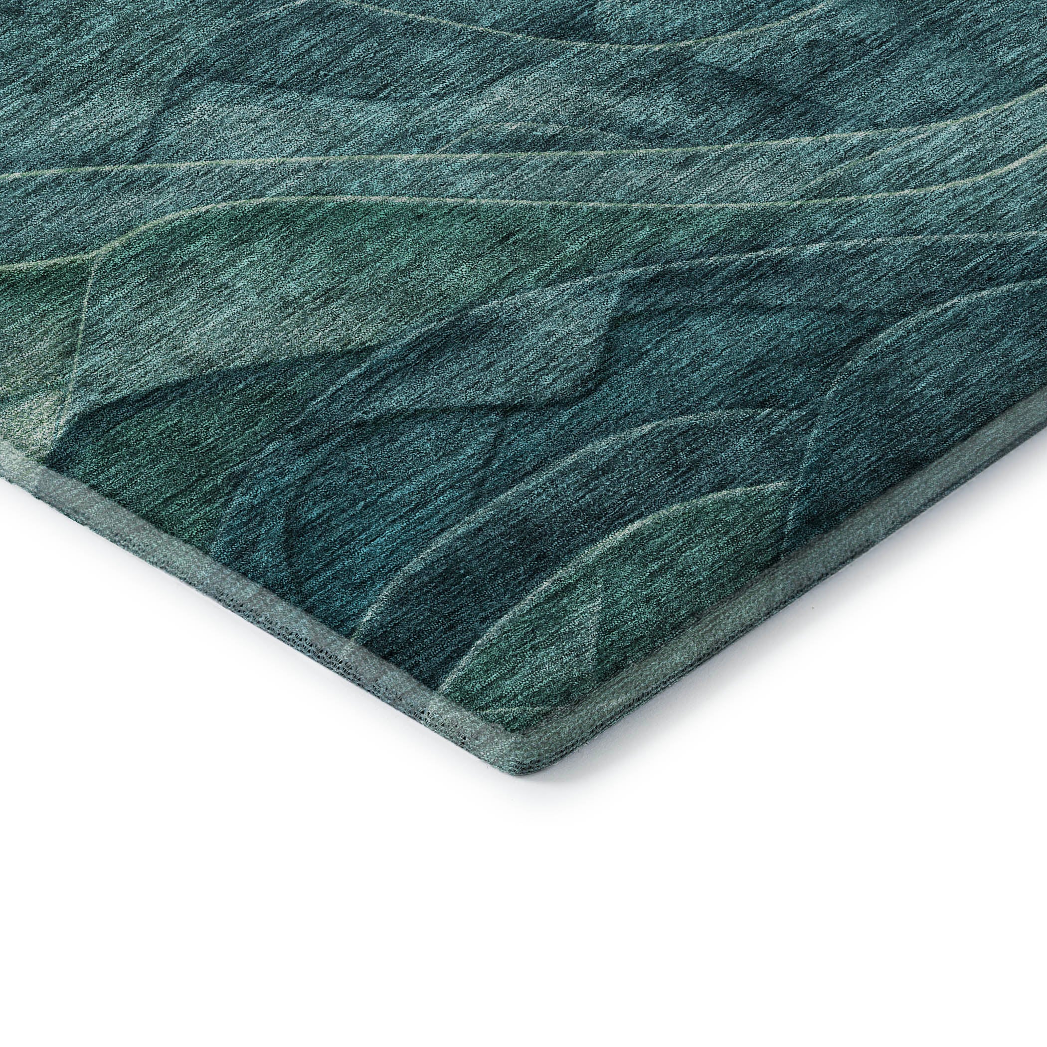 Hoi An Machine Washable Transitional Teal Rug 1'8" x 2'6" #shape_Rectangle