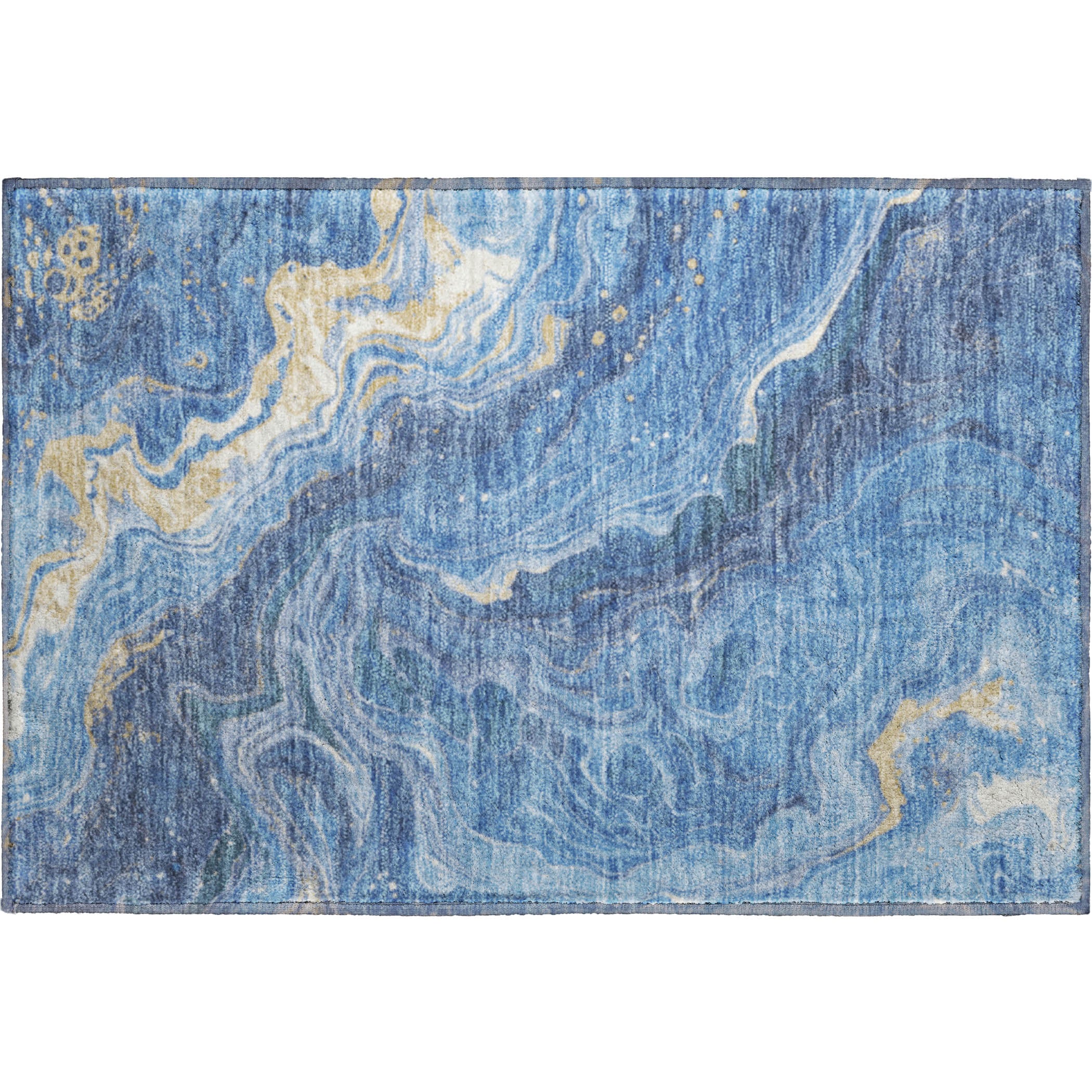 Lima Machine Washable Transitional Blue Rug 1'8" x 2'6" #shape_Rectangle