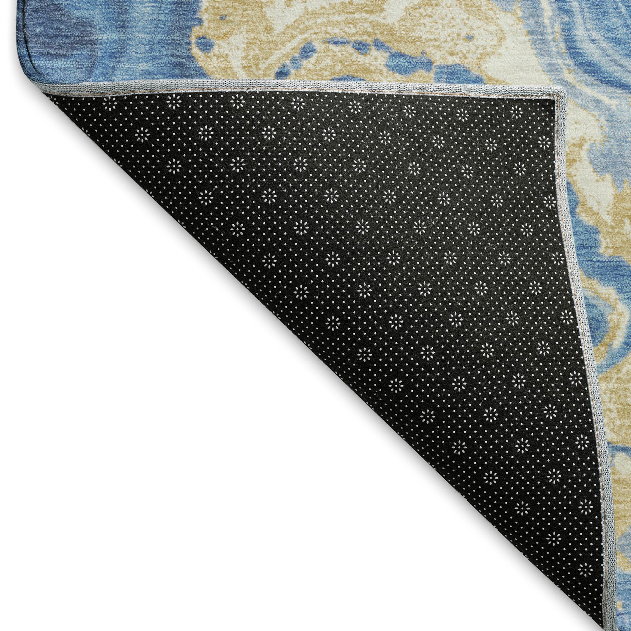 Lima Machine Washable Transitional Blue Rug 1'8" x 2'6" #shape_Rectangle