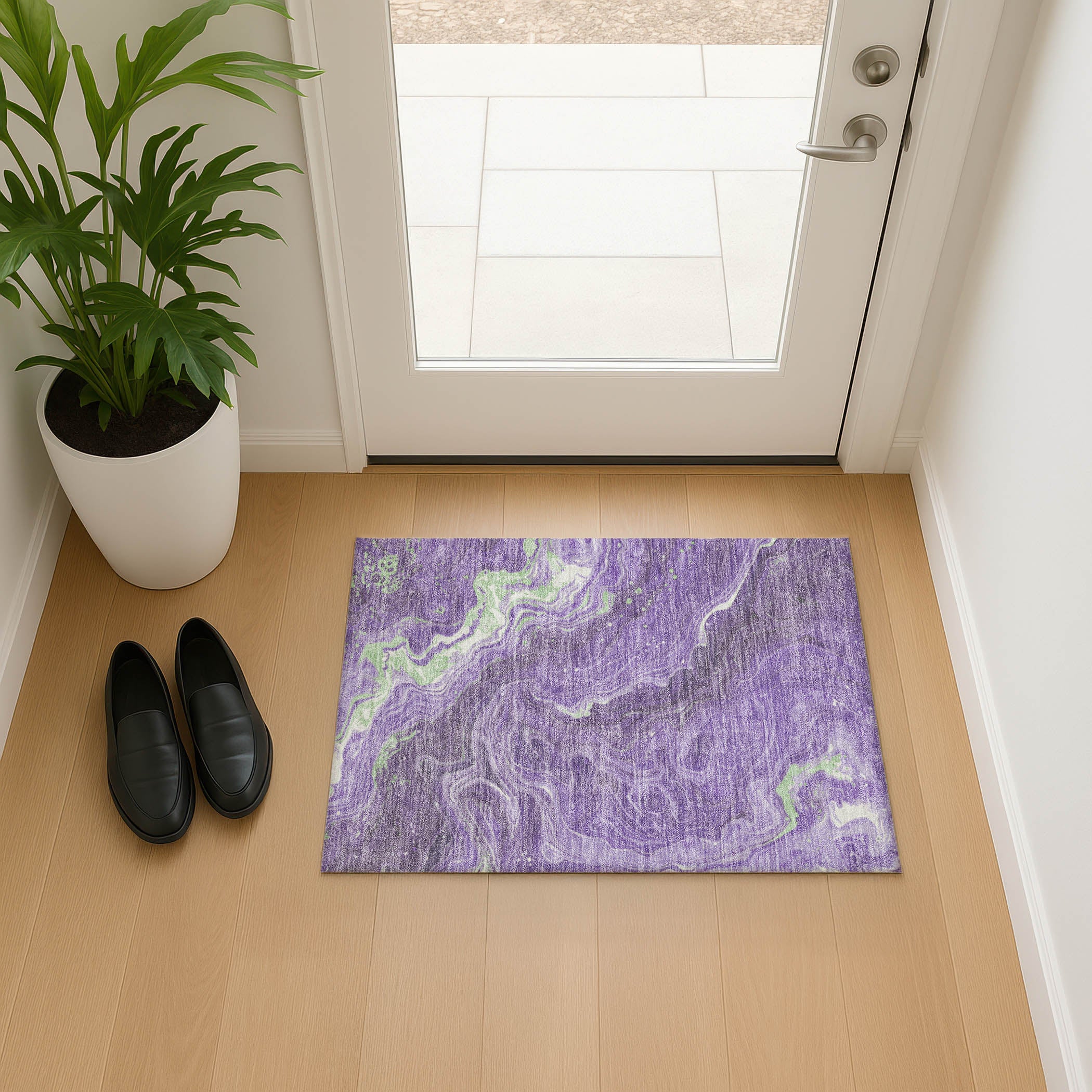 Lima Machine Washable Transitional Purple Rug 1'8" x 2'6" #shape_Rectangle