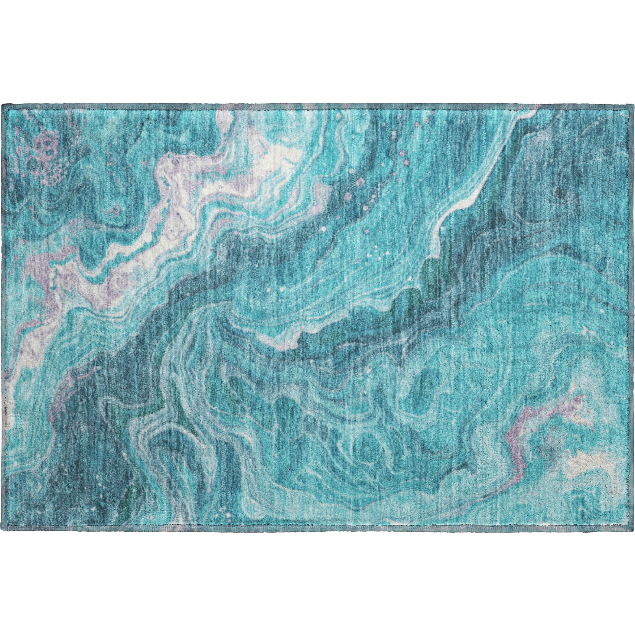 Lima Machine Washable Transitional Teal Rug 1'8" x 2'6" #shape_Rectangle