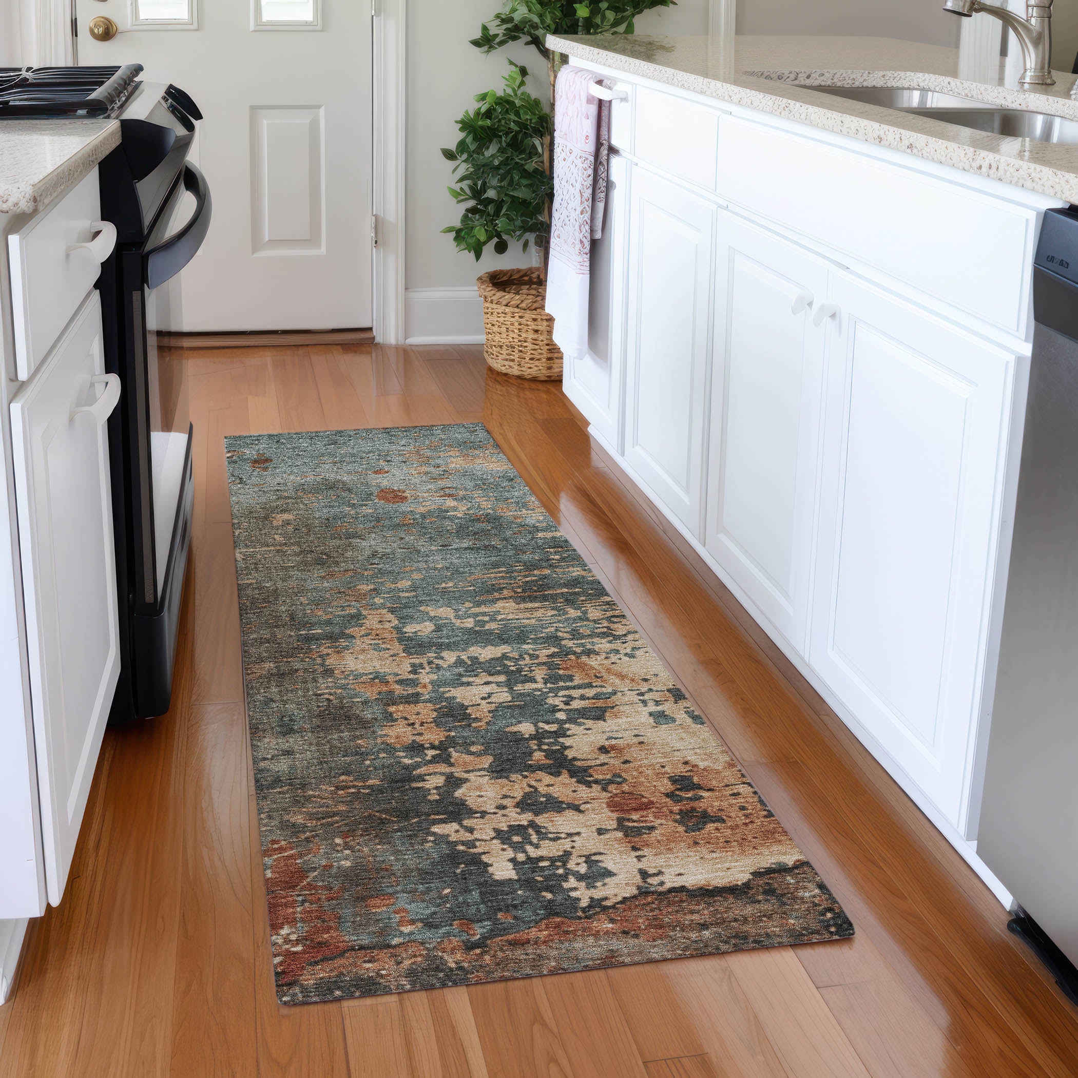 Chiang Mai Machine Washable Transitional Seafoam Blue Rug 2'3" x 7'6" #shape_Runner