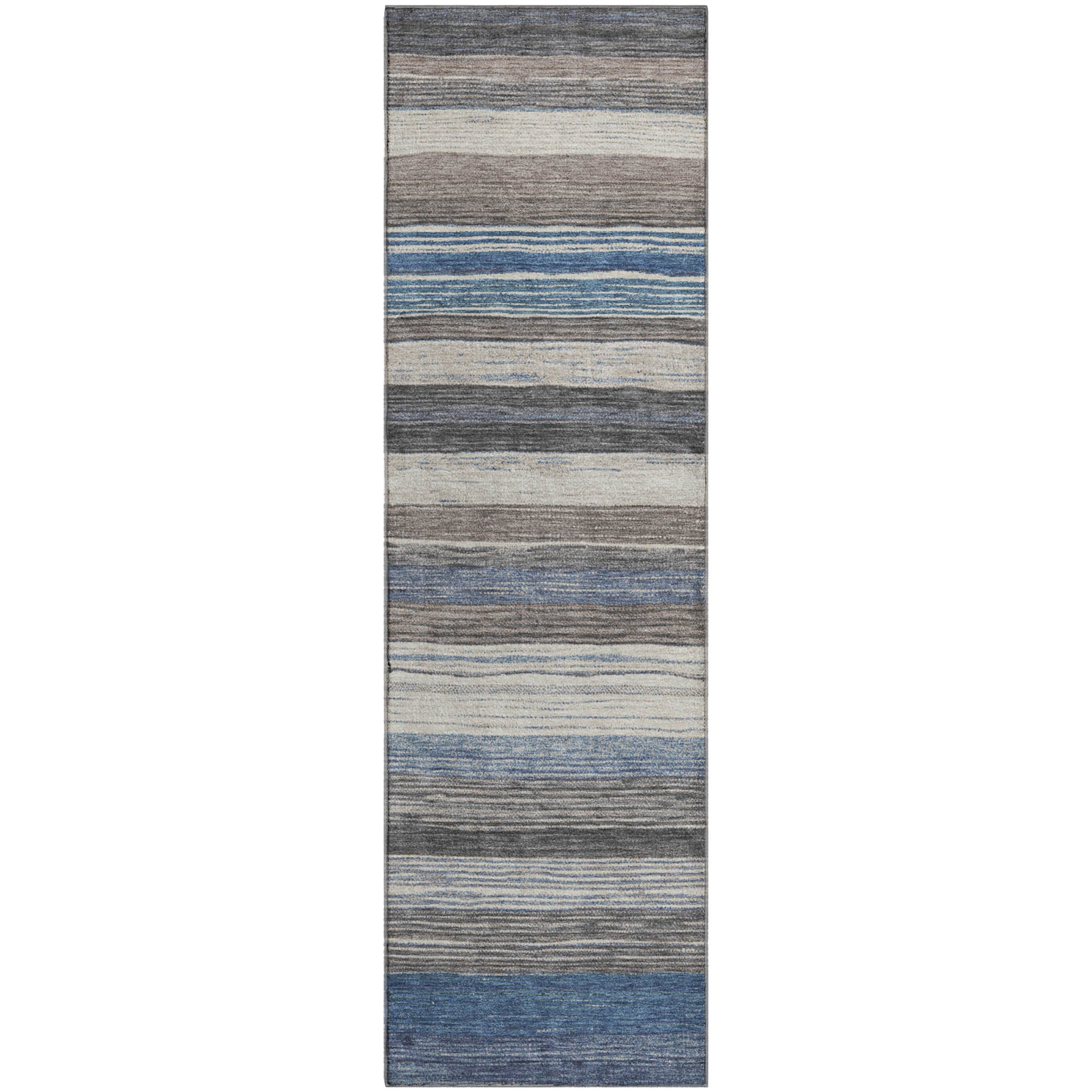 Baku Machine Washable Transitional Denim Blue Rug 2'3" x 7'6" #shape_Runner